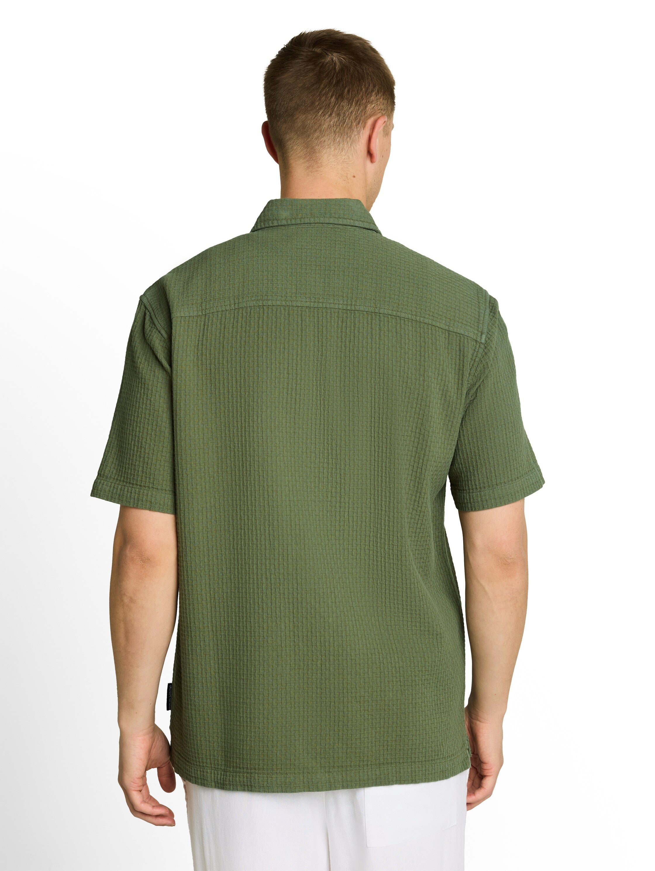 Tom Tailor denim Herren Hemden kurz Oak Leaf Green