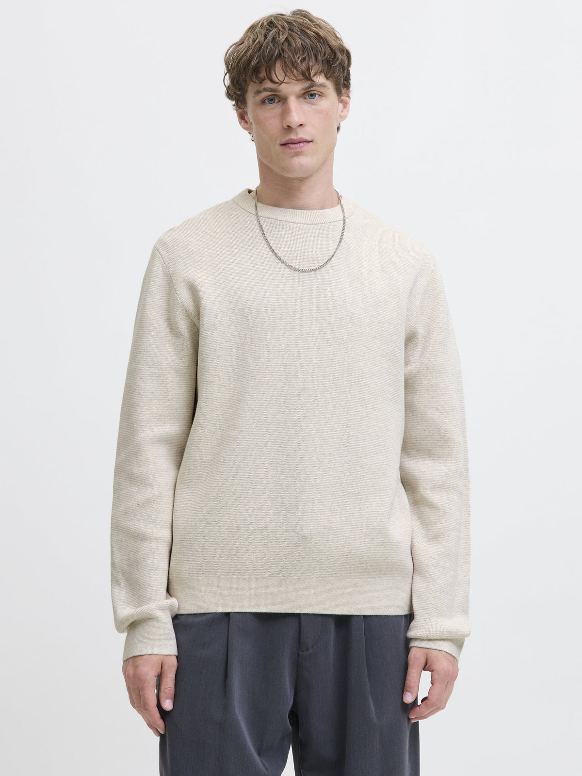 Jack & Jones Herren Pullover Cloud Dancer/Me