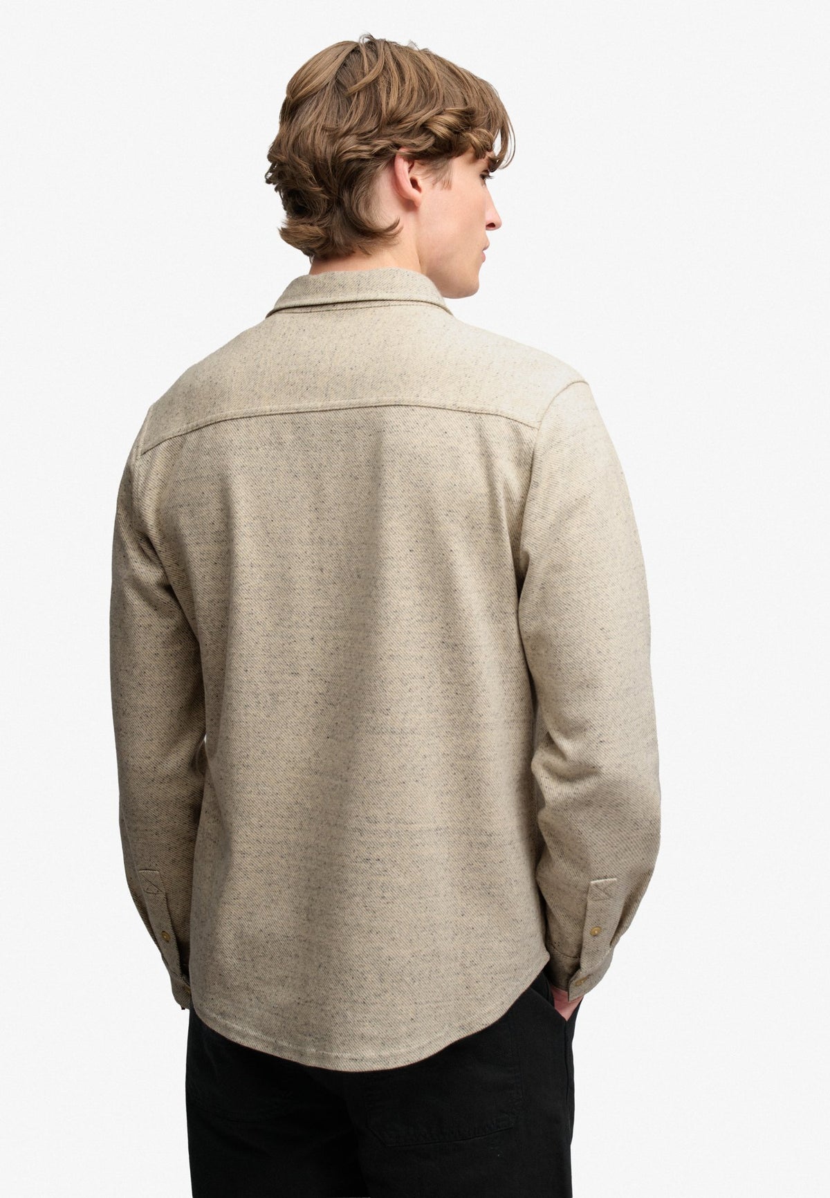 Superdry Herren Hemden lang Oz Ecru Tweed