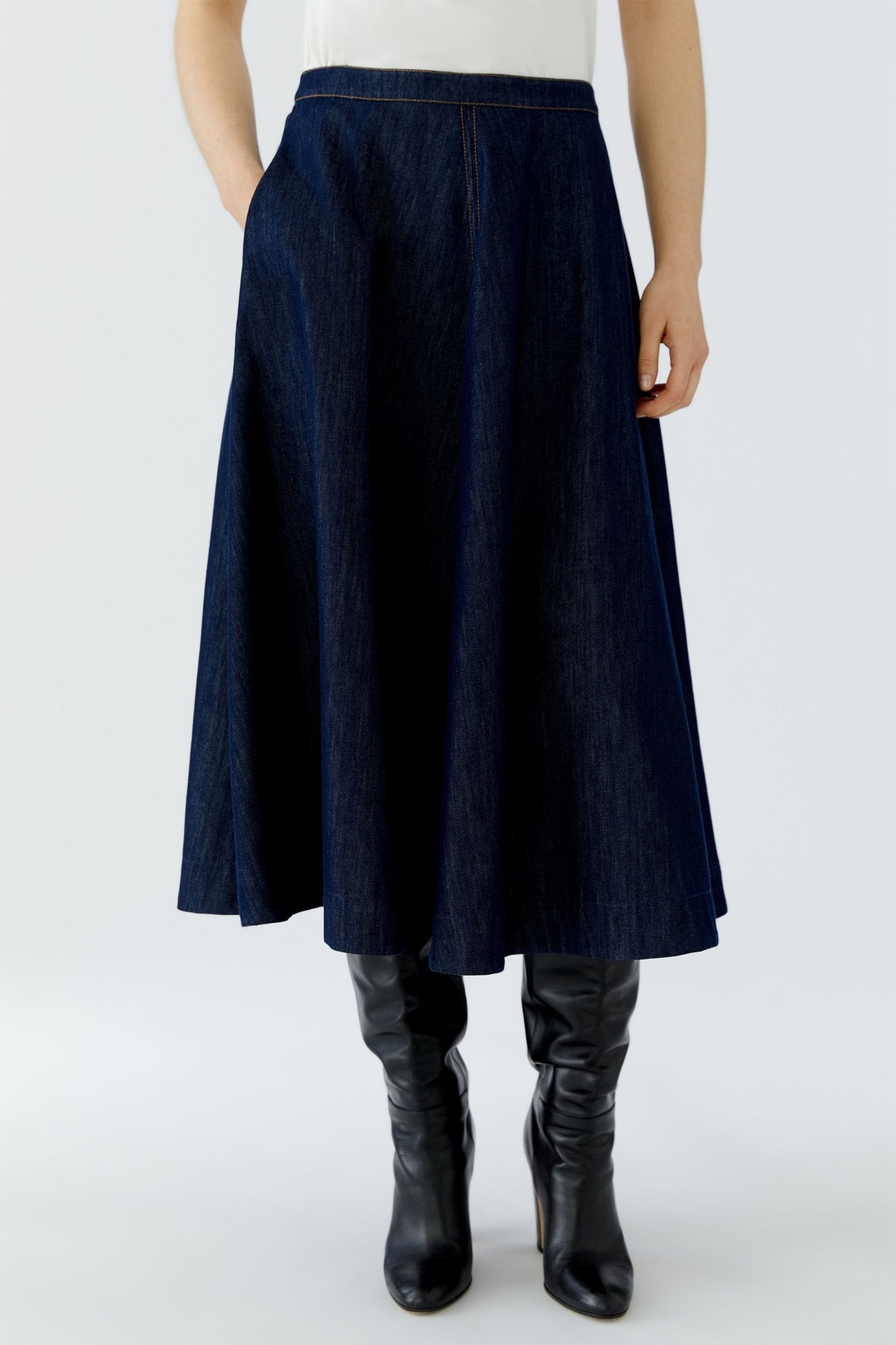 Oui Damen Rock Raw Denim