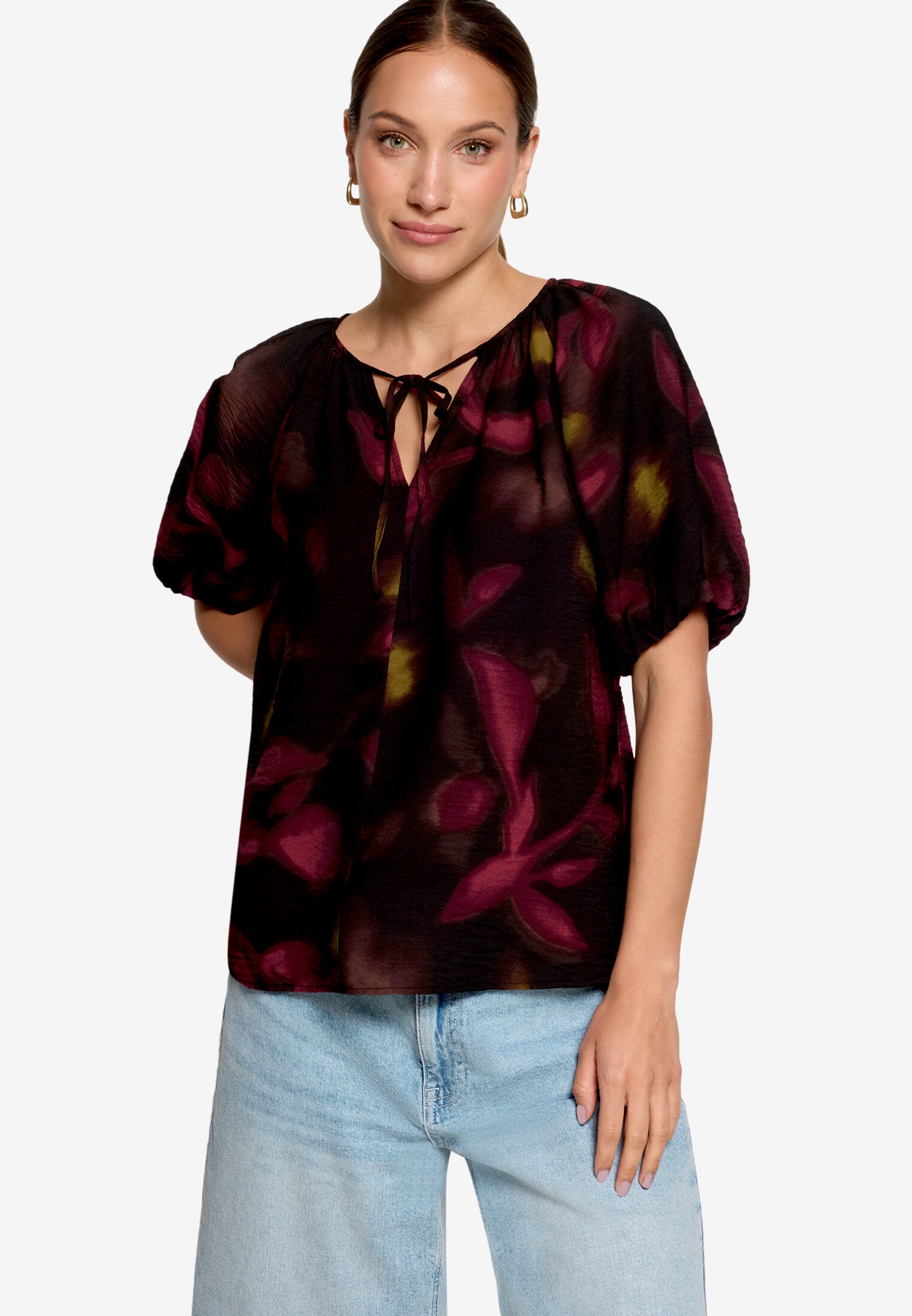 Zero Damen Blusen kurz Black/Dark Red