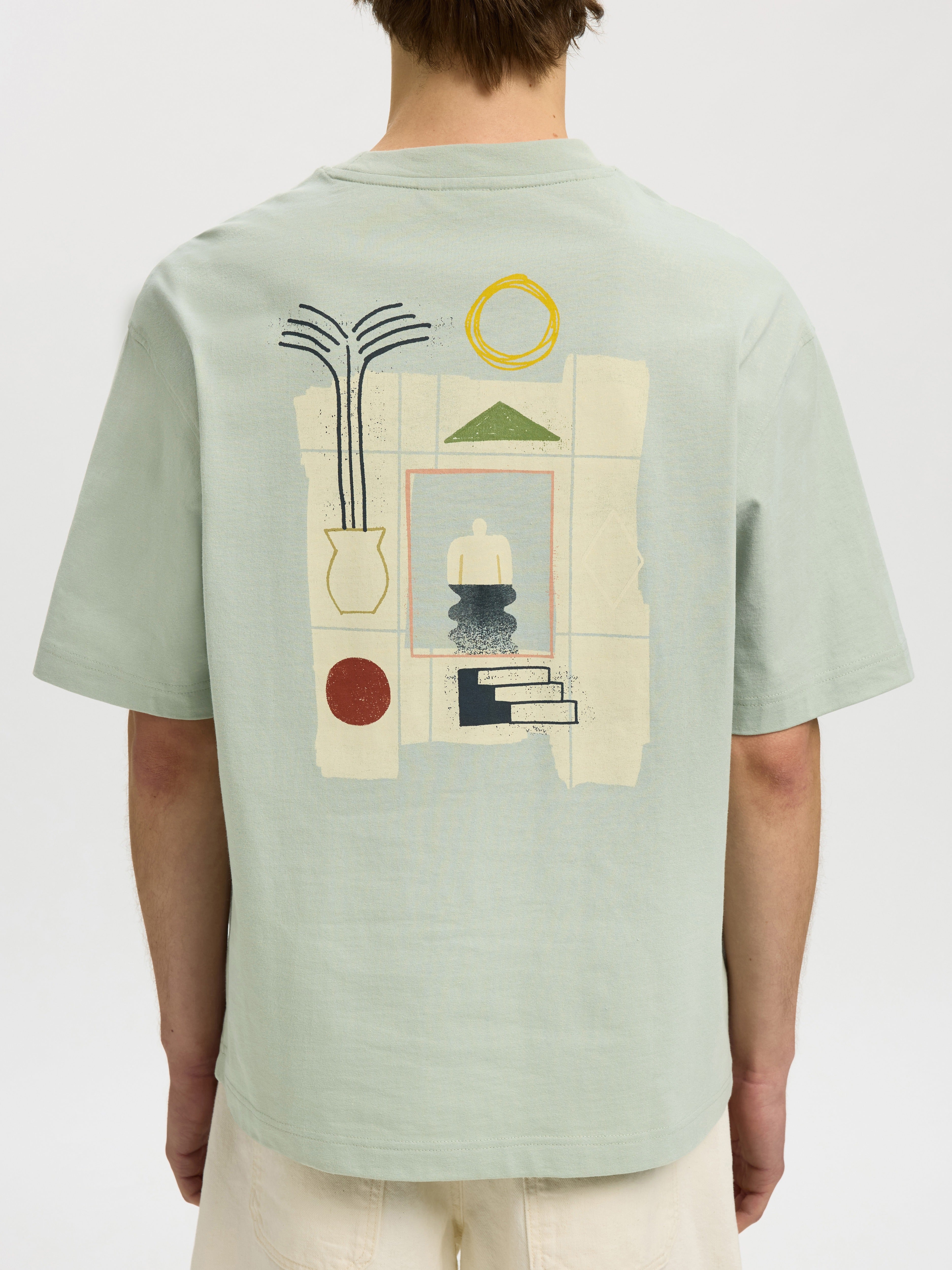 Selected homme Herren T-Shirts kurz Aqua Gra