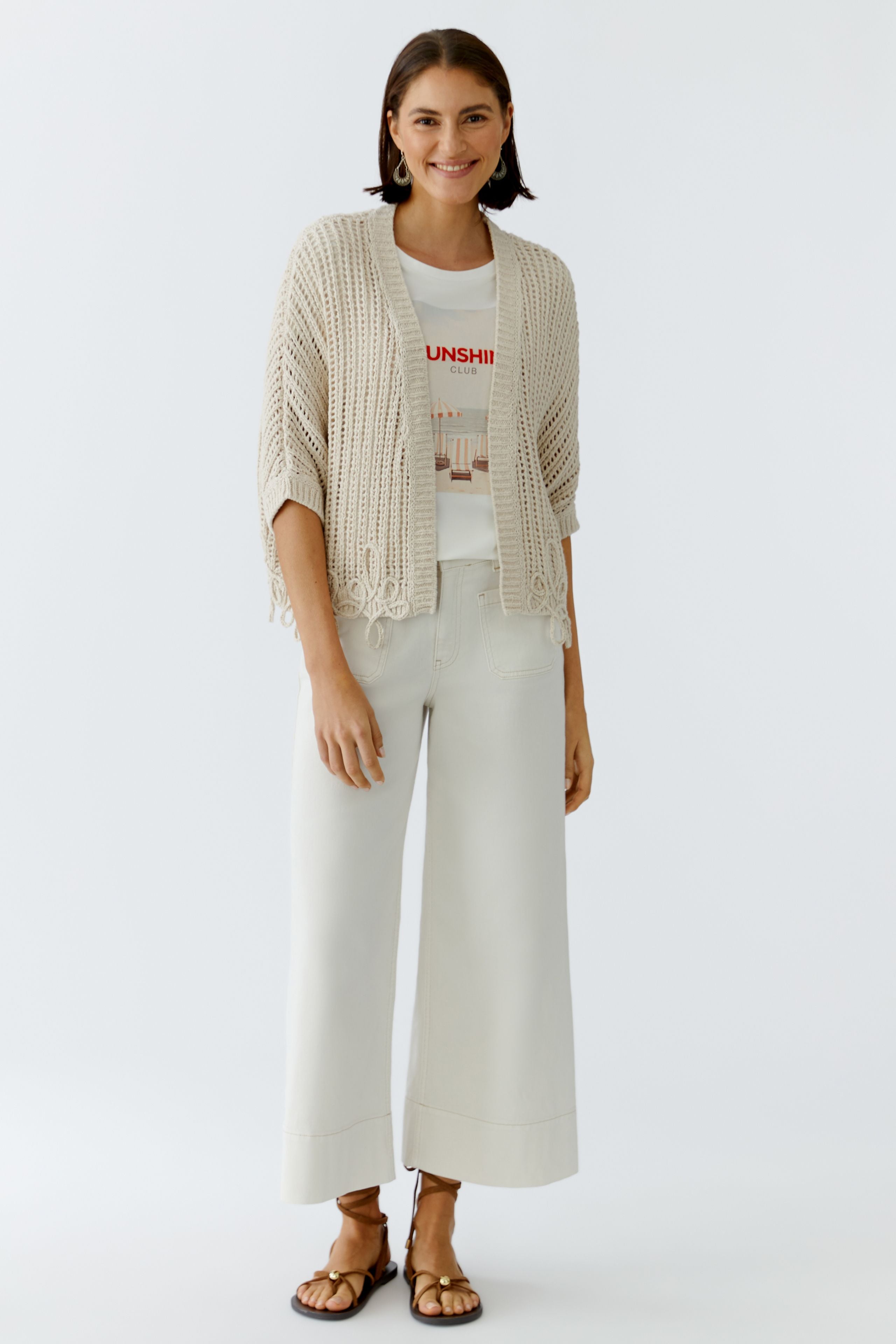 Oui Damen Strickjacken  Biscuit