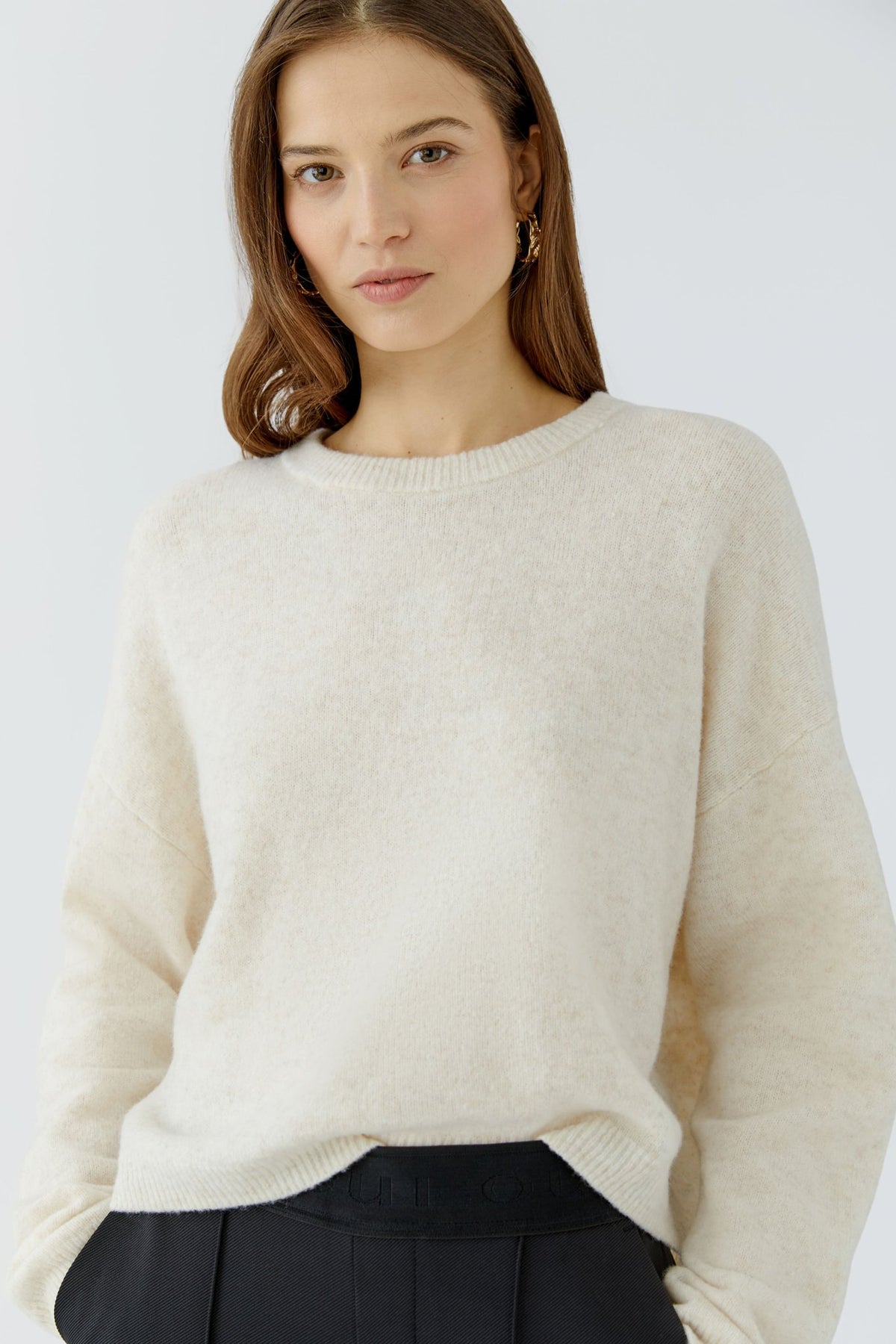 Oui Damen Pullover Offwhite