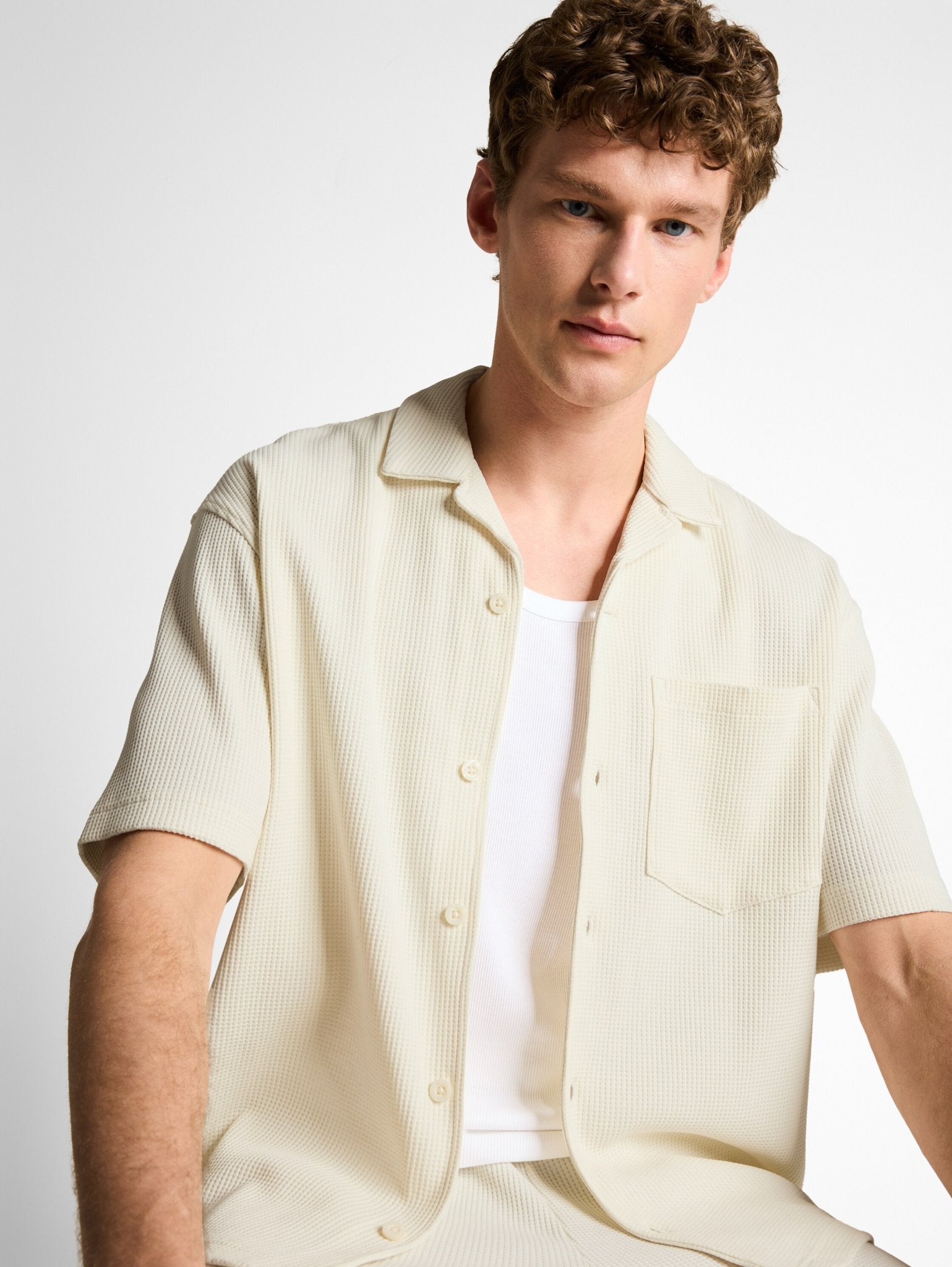 Tom Tailor denim Herren Hemden kurz Wool White