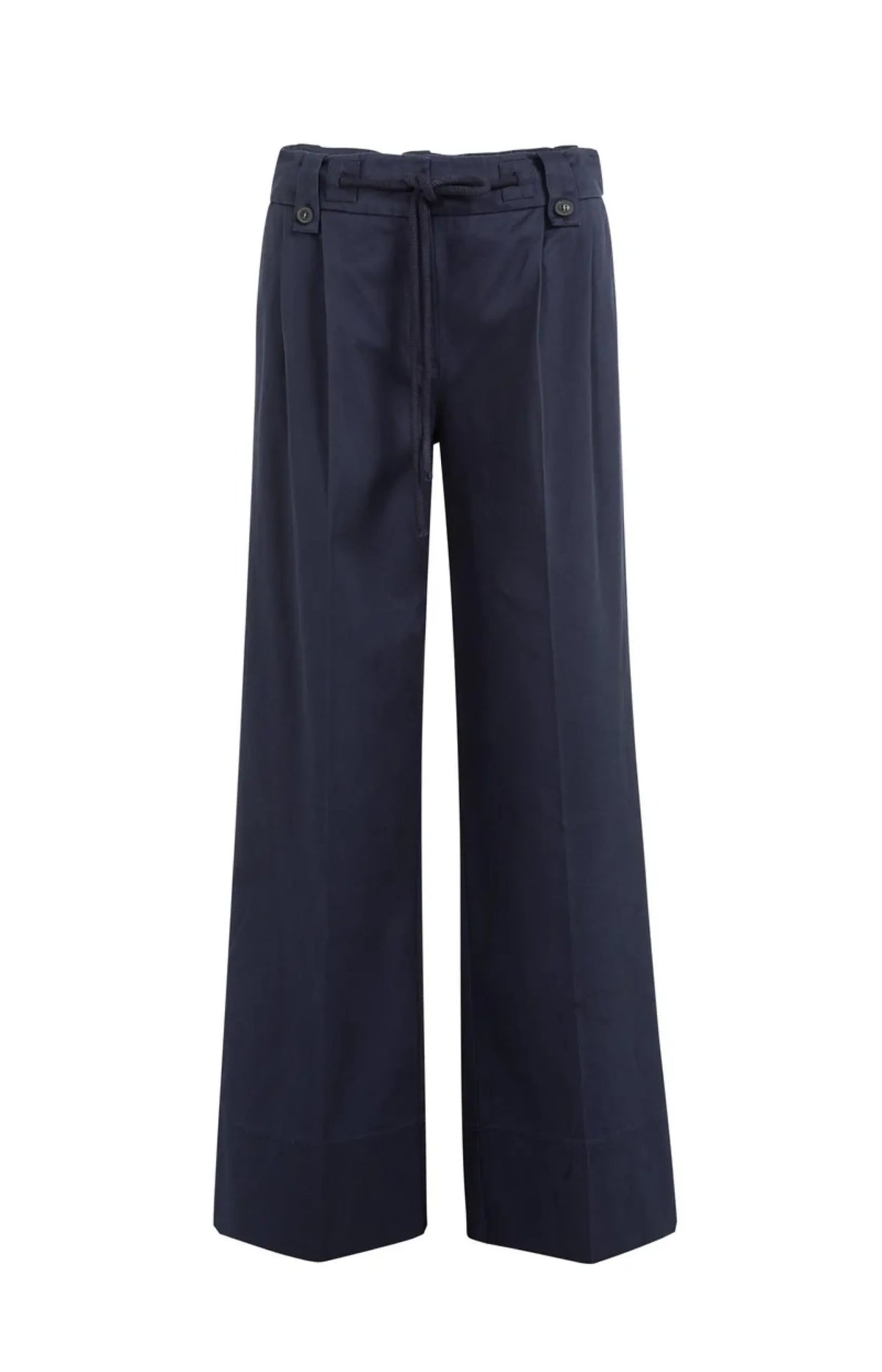 Hose mit Bundfalten, weitem Bein und Kordelzug in der Taille - Blau