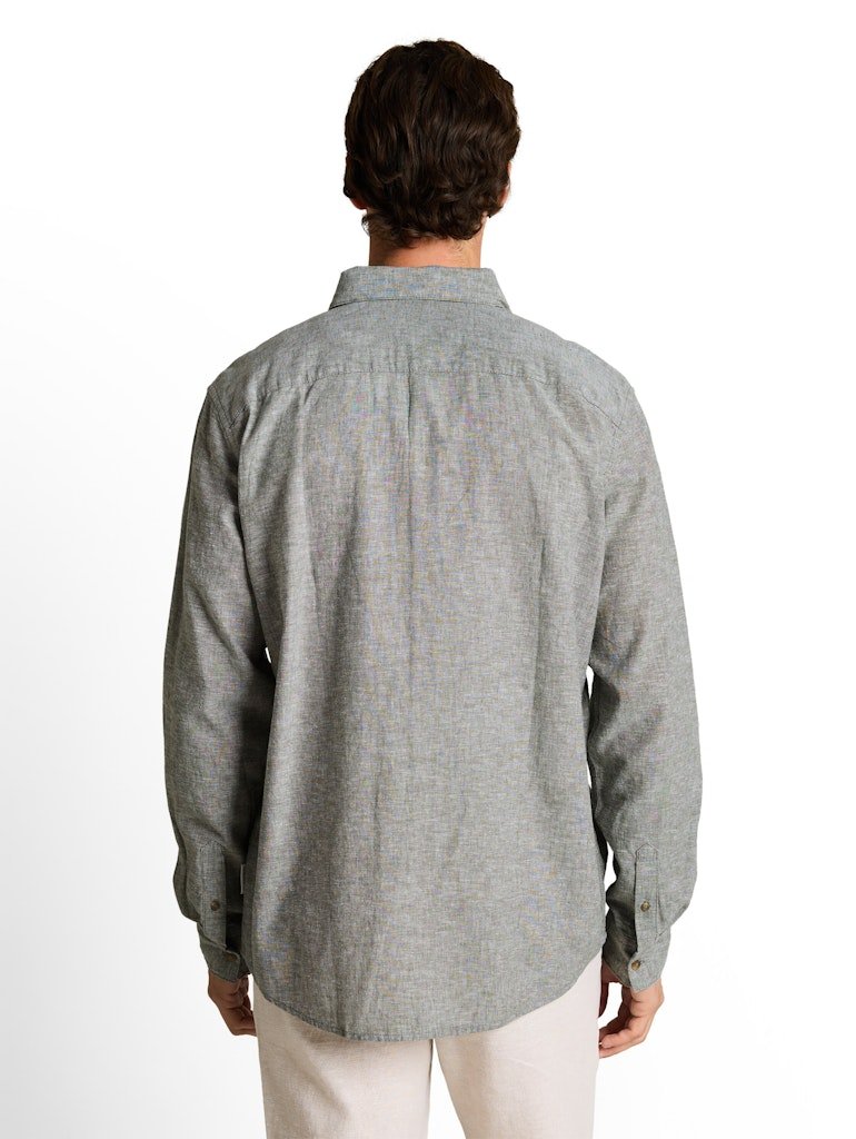 Tom Tailor Herren Hemden lang Faded Leaf Gree
