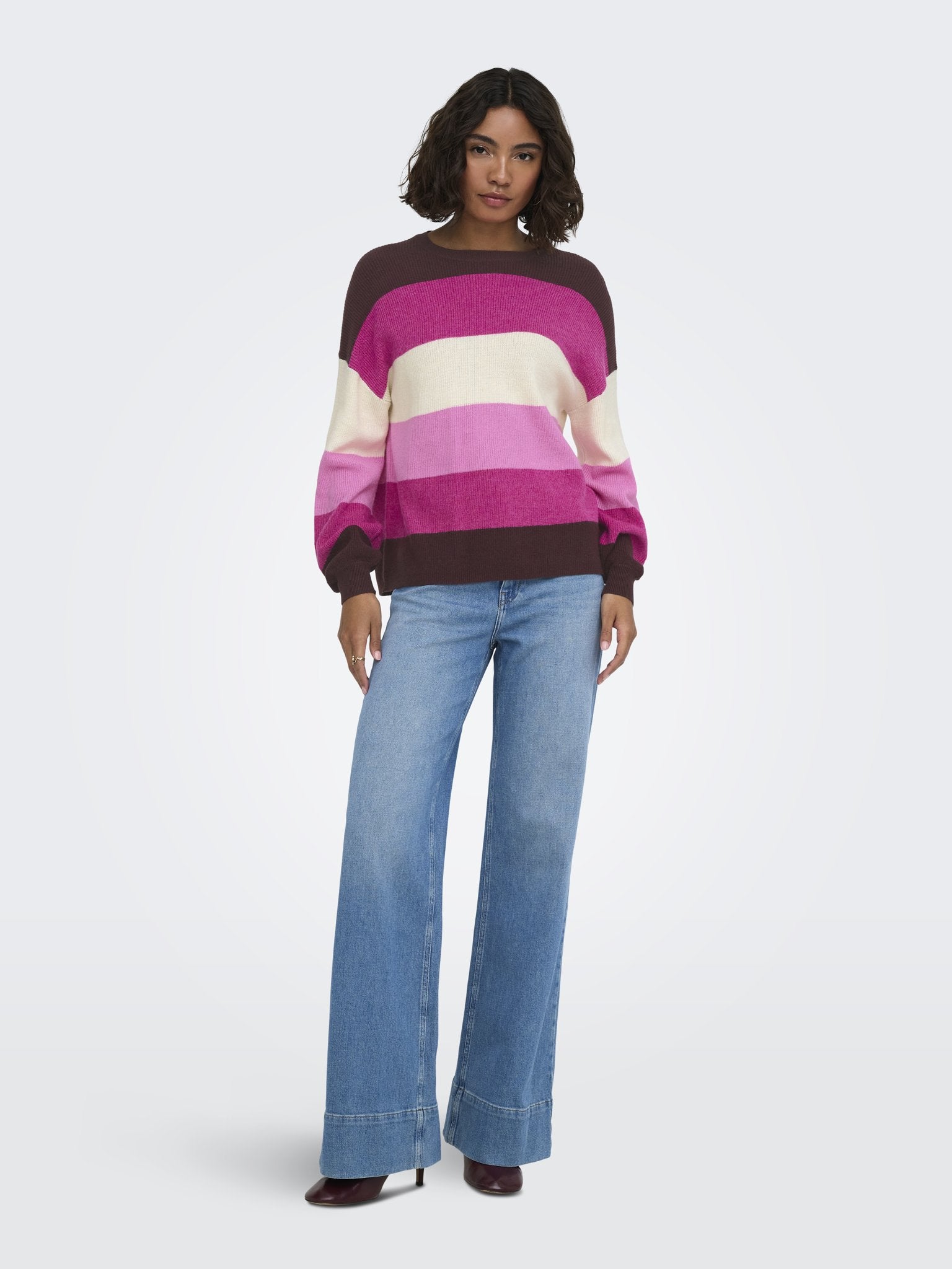 only Damen Pullover Fudge/Fuchsia R