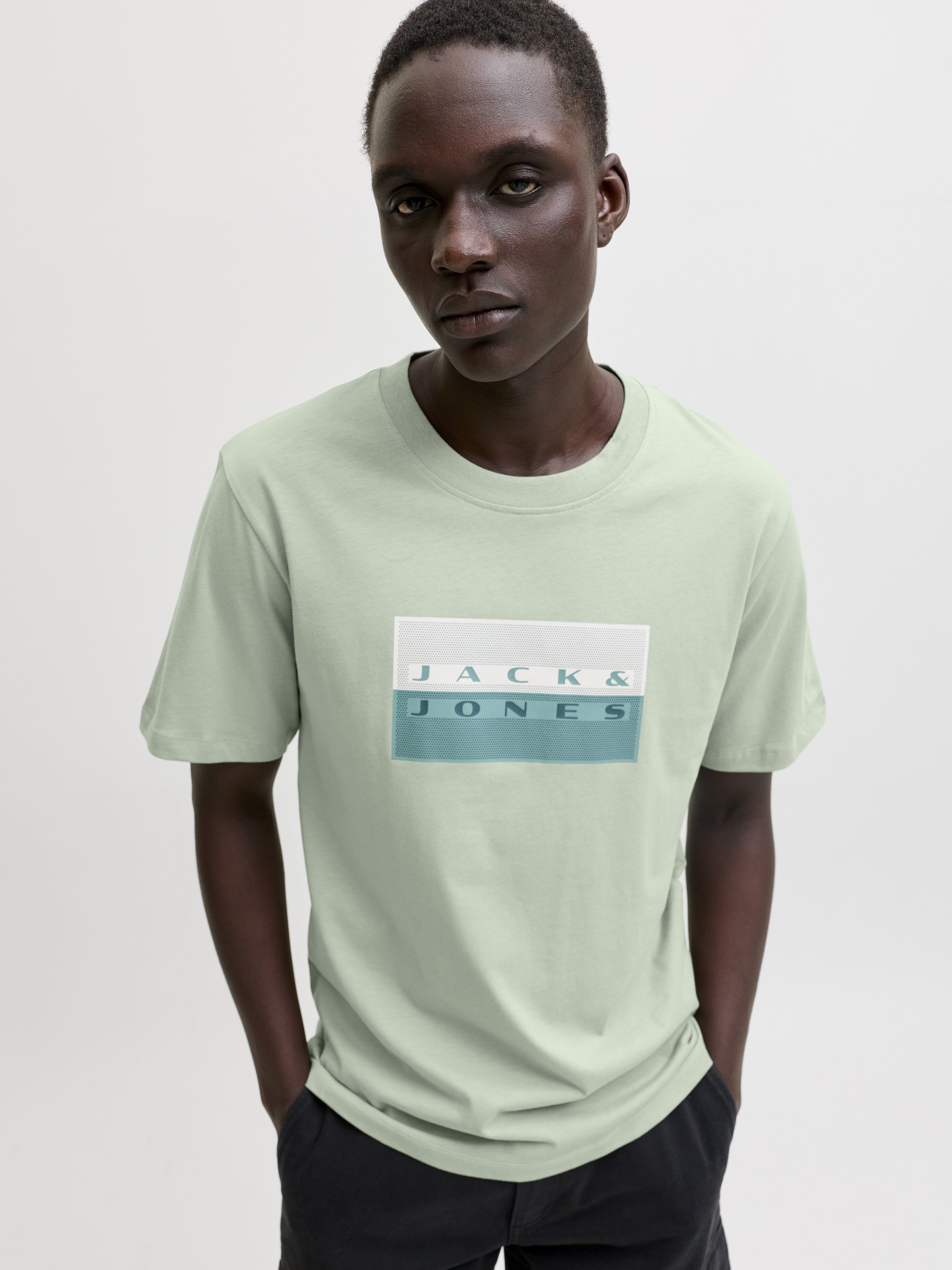 Jack & Jones Herren T-Shirts kurz Aqua Gray
