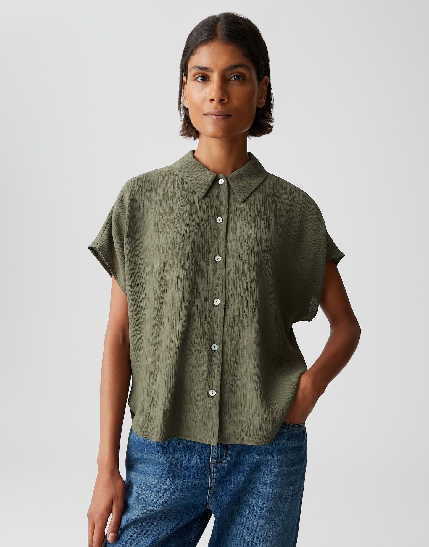 Opus Damen Blusen Olive Leaf