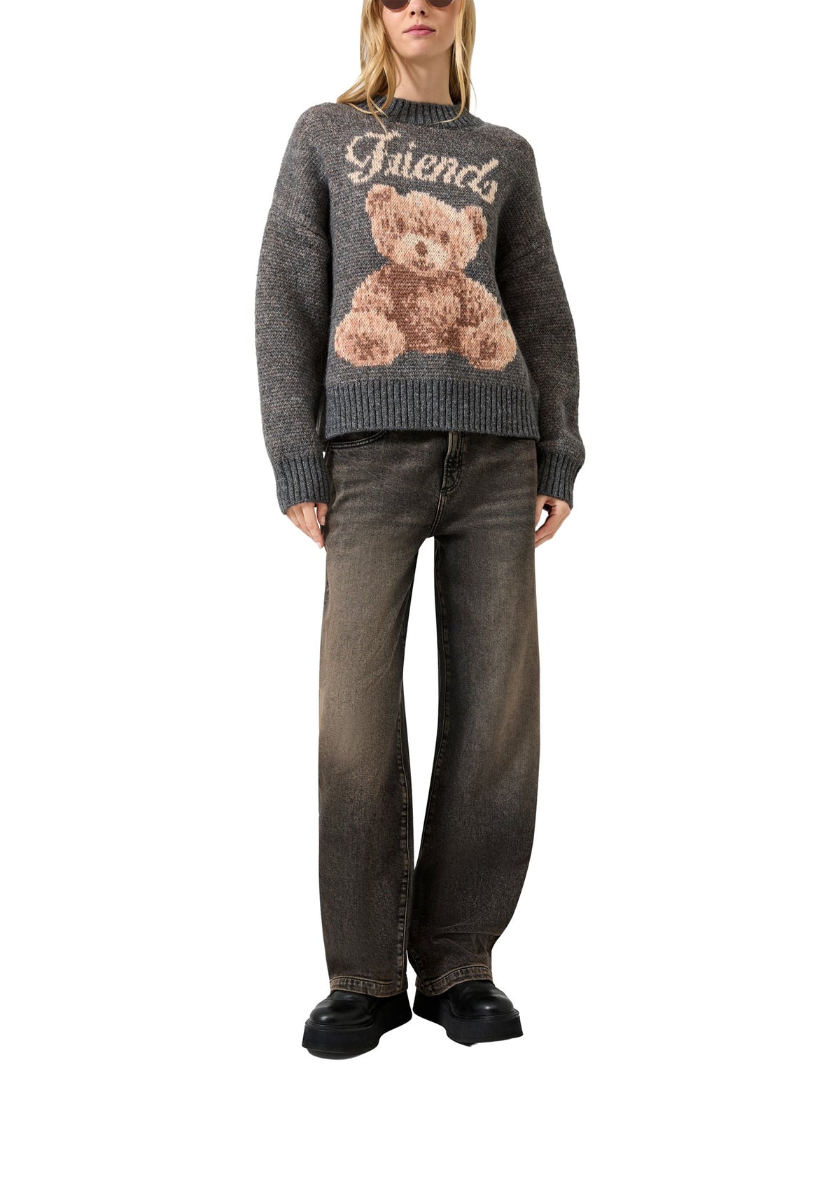 QS by S.Oliver Damen Pullover X Grey/Black