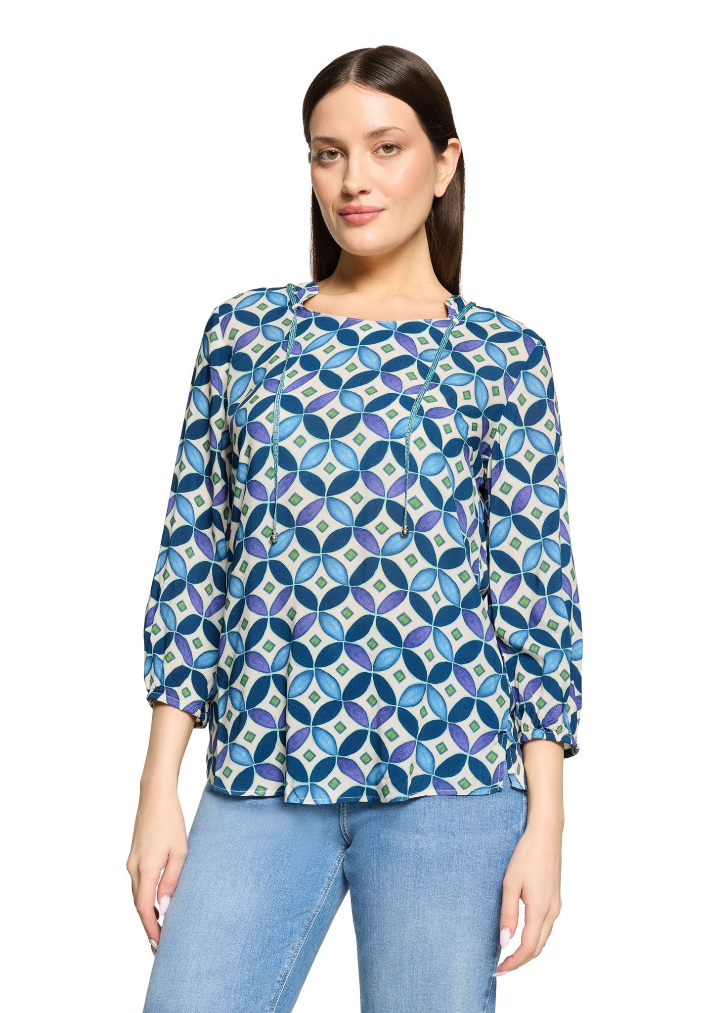Cartoon Damen Blusen Blue/Green