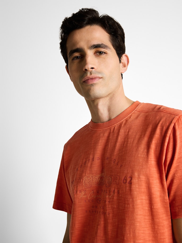 Tom Tailor Herren T-Shirts kurz Chili Orange