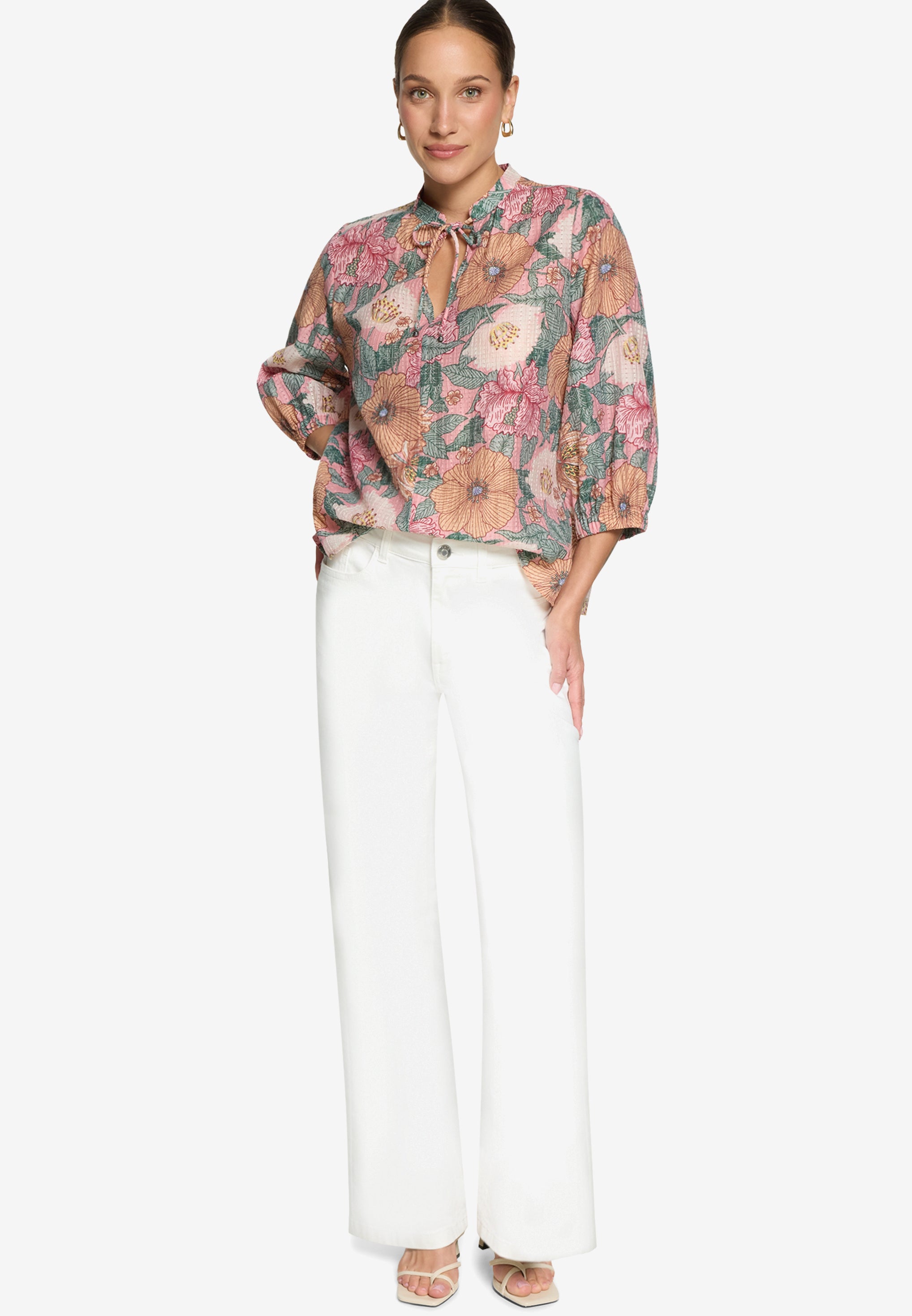 Zero Damen Blusen kurz Rosé/Green