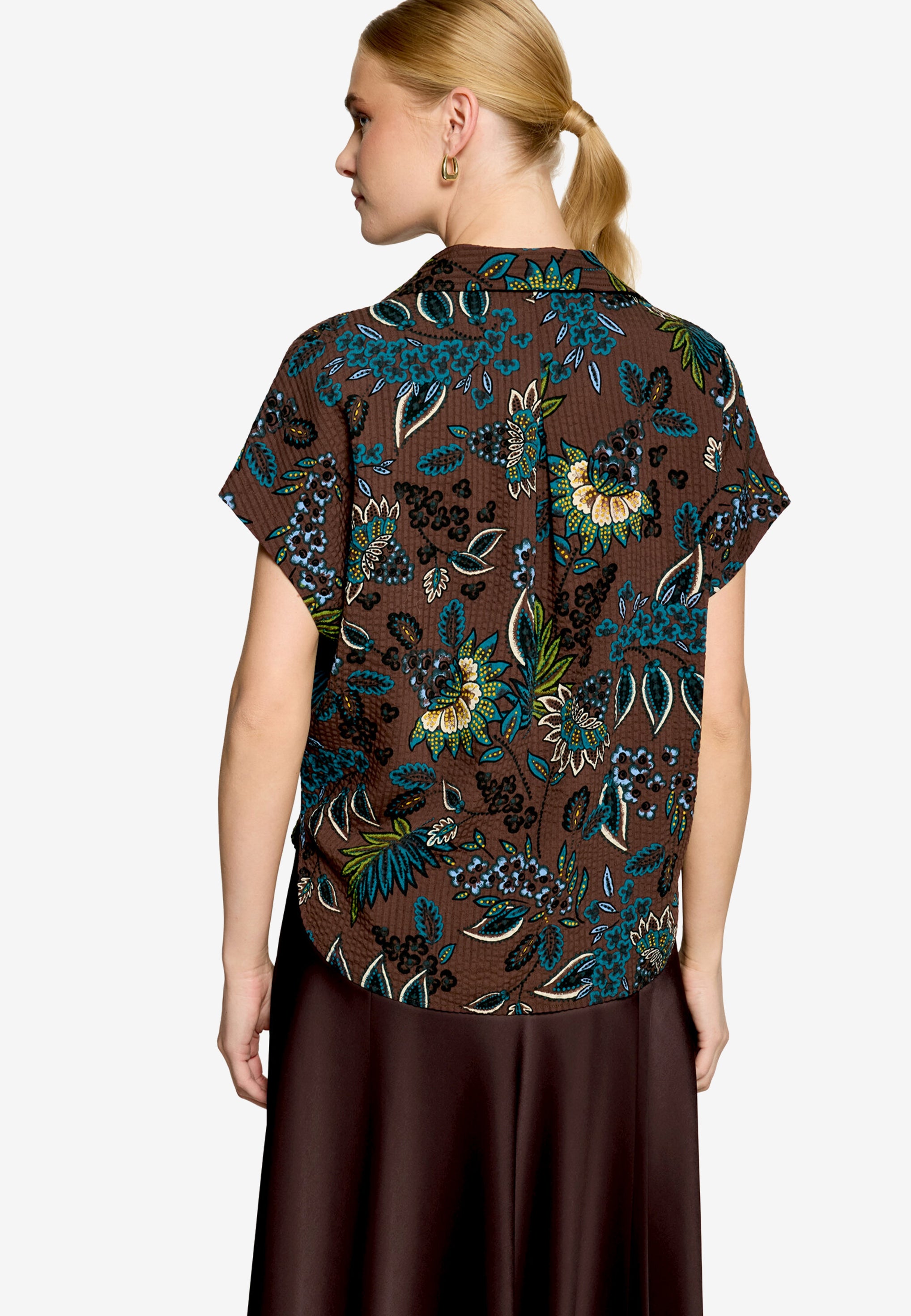 Zero Damen Blusen kurz Brown/Petrol