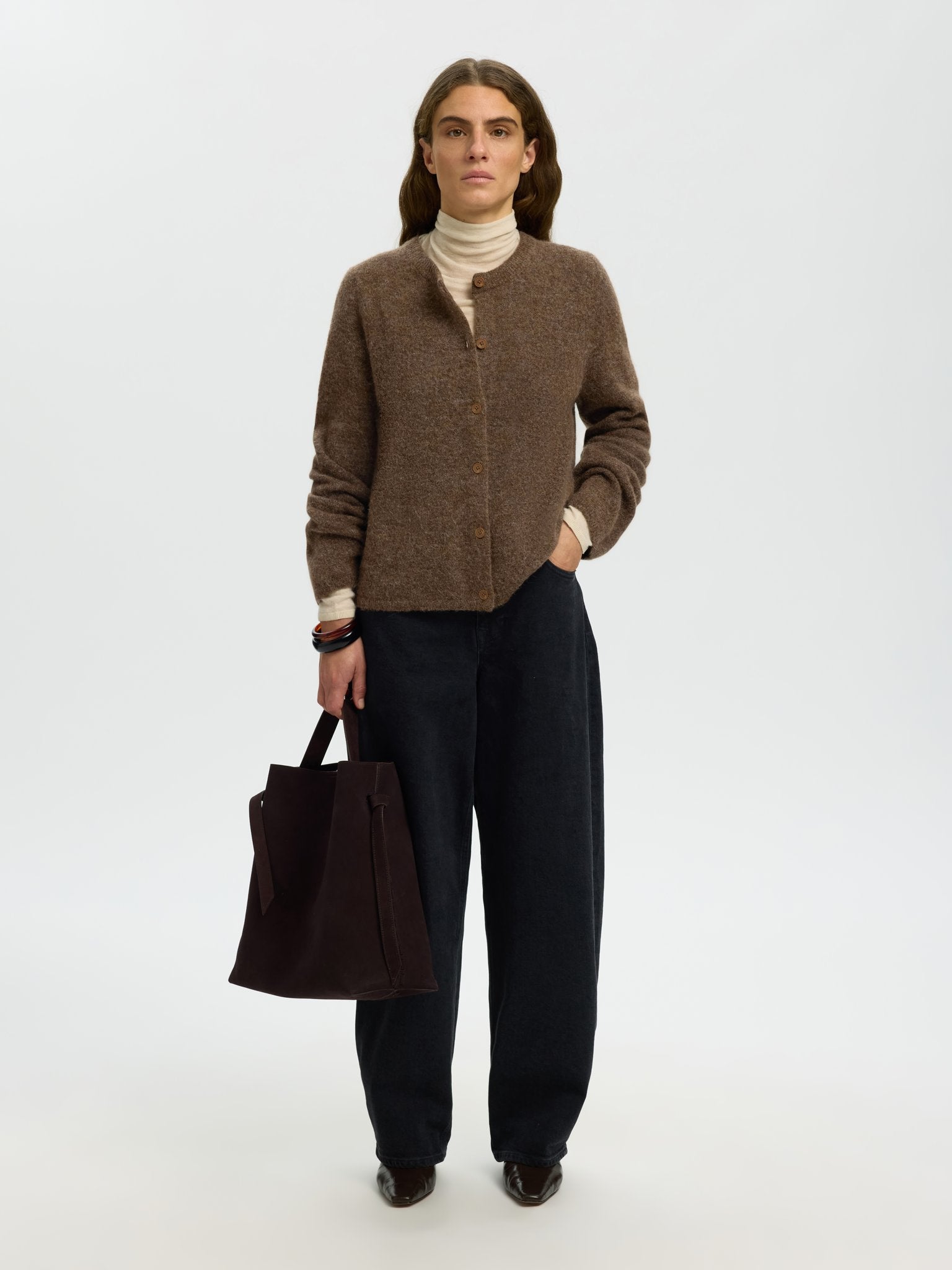 Selected Femme Damen Strickjacken Dachshund/Melan