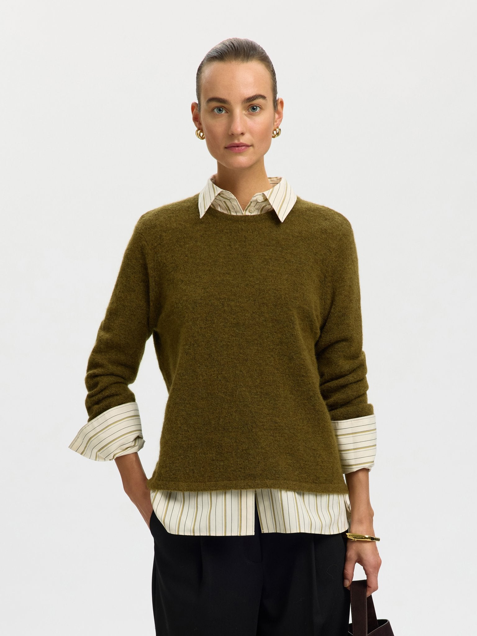 Selected Femme Damen Pullover Fir Green/Melan