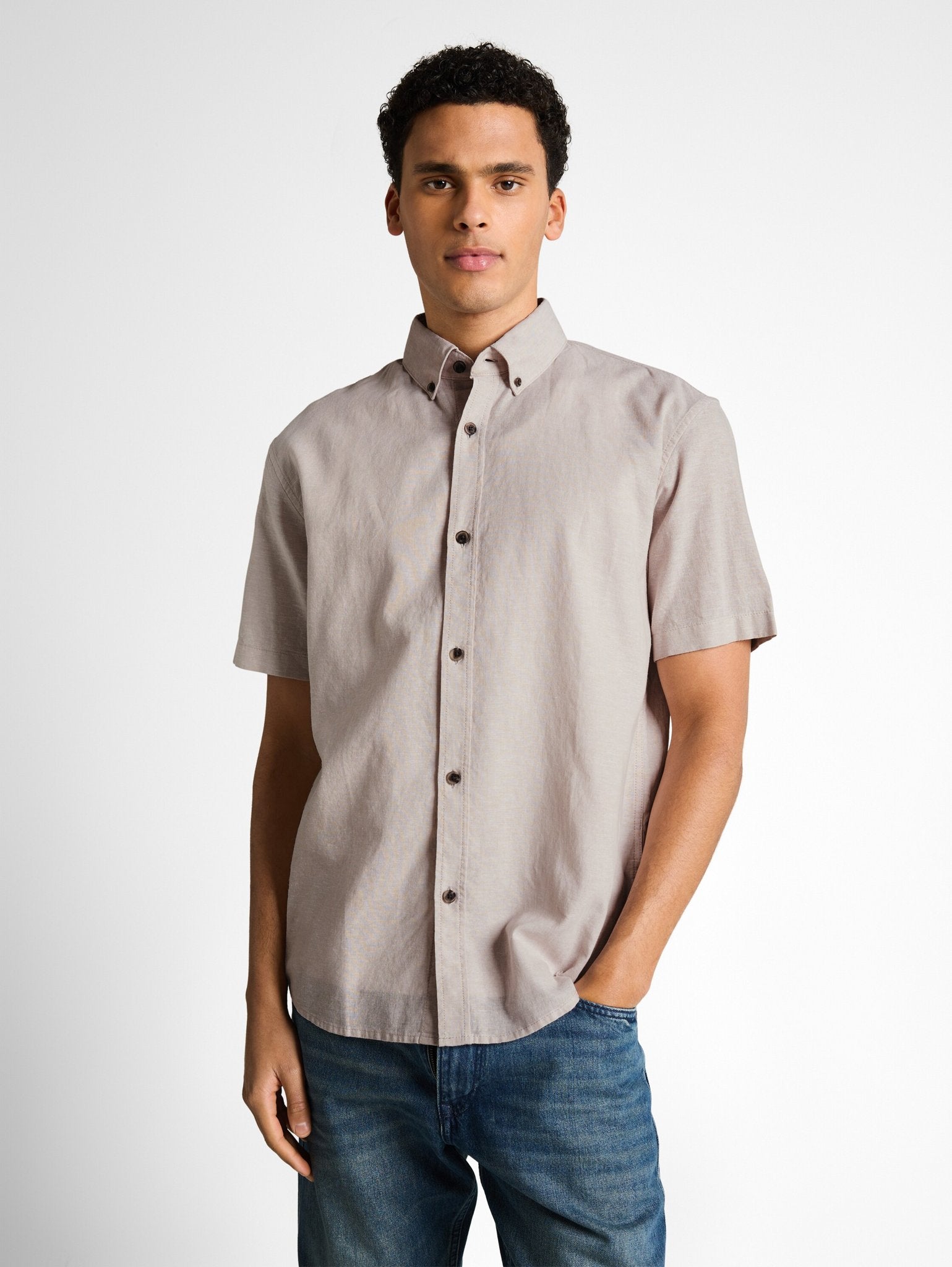 Tom Tailor denim Herren Hemden kurz Muted Grey Cham
