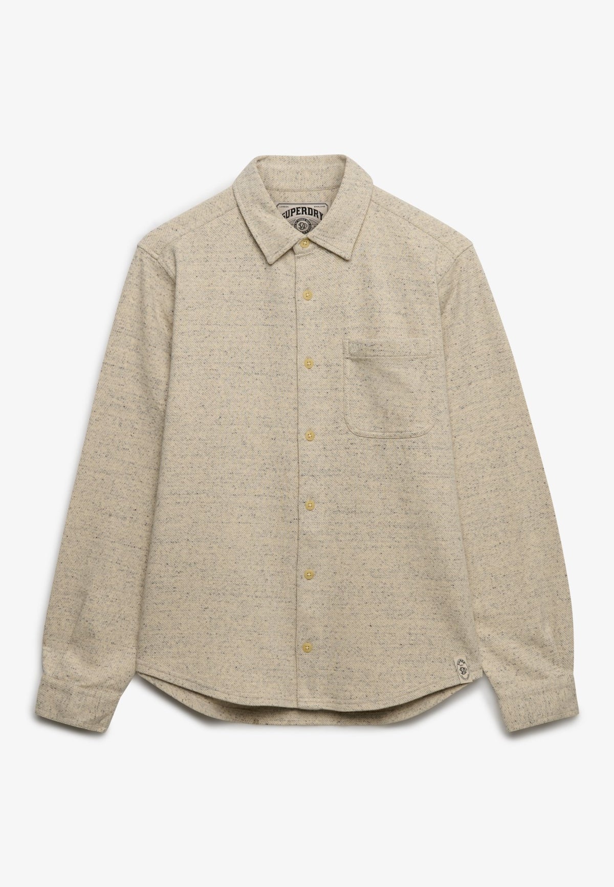 Superdry Herren Hemden lang Oz Ecru Tweed