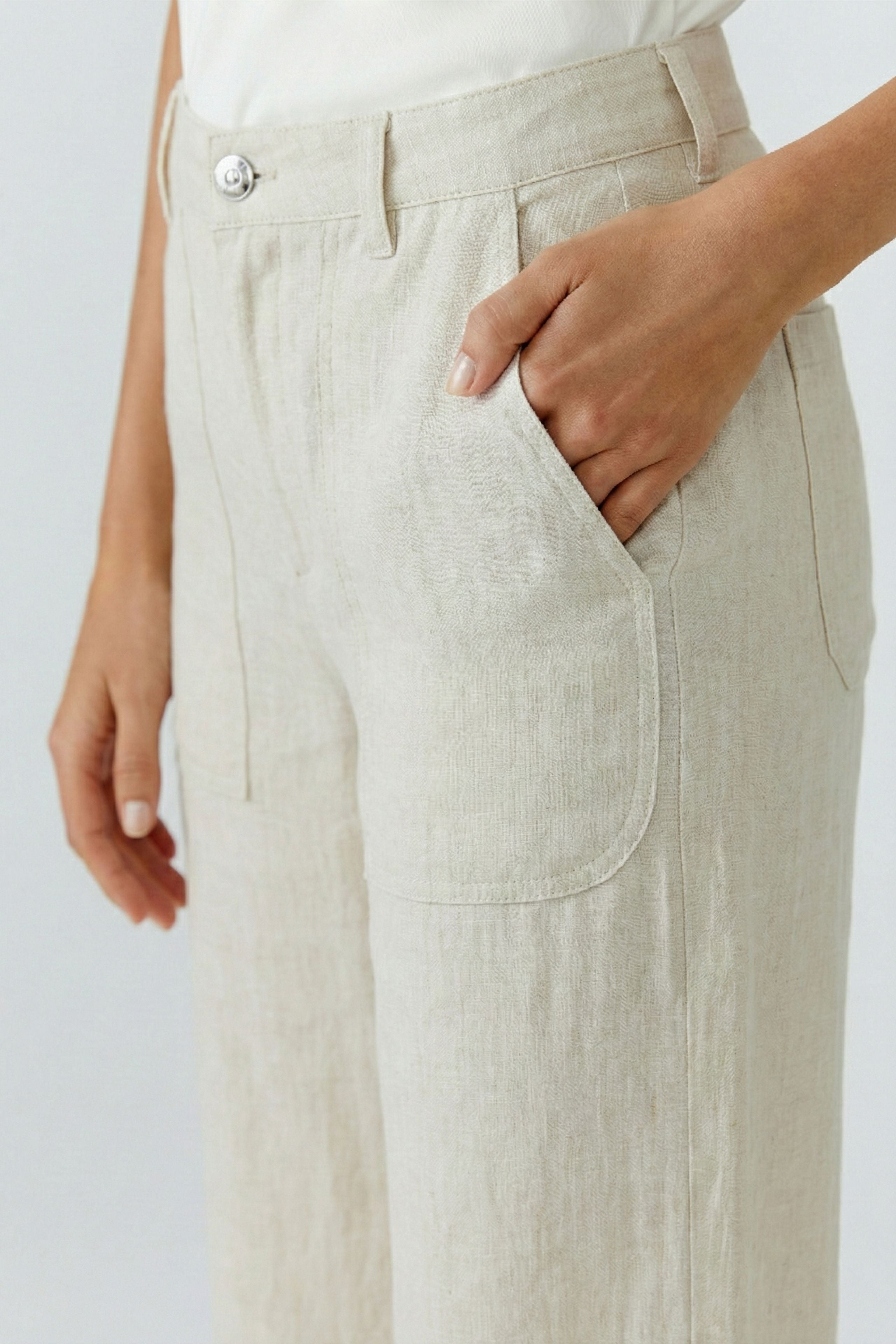 Oui Damen Jeans Biscuit