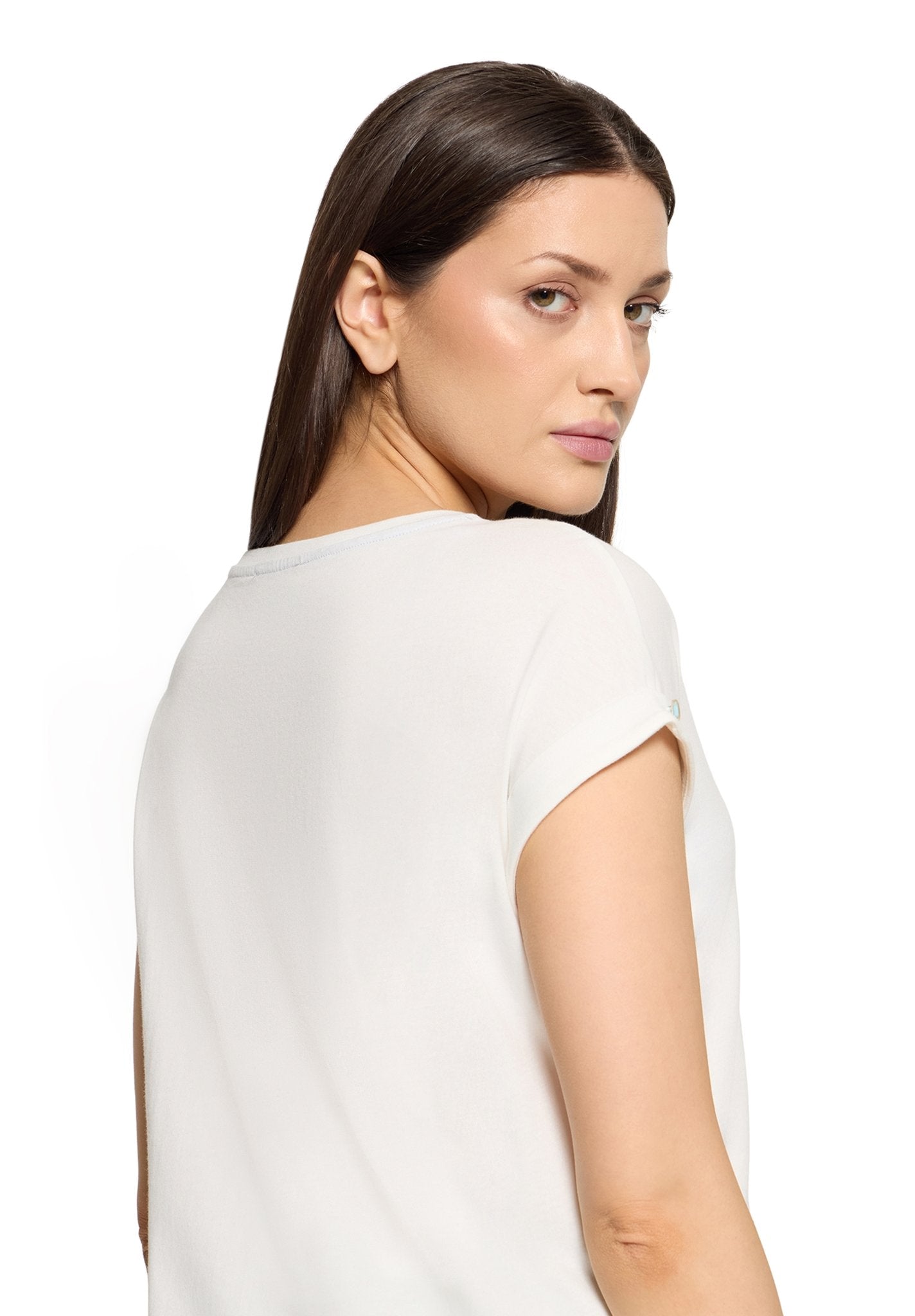 Cartoon Damen T-Shirts Patch Cream/Blu