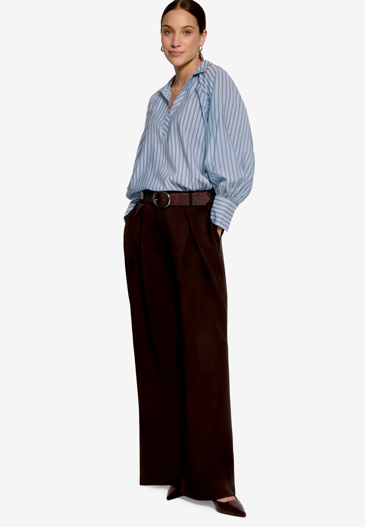 Zero Damen Blusen Blue/Brown