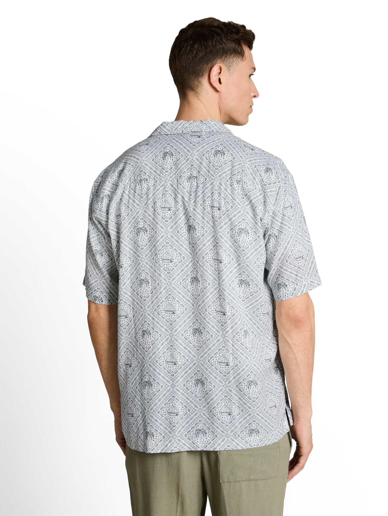 Tom Tailor denim Herren Hemden kurz Green White Tro