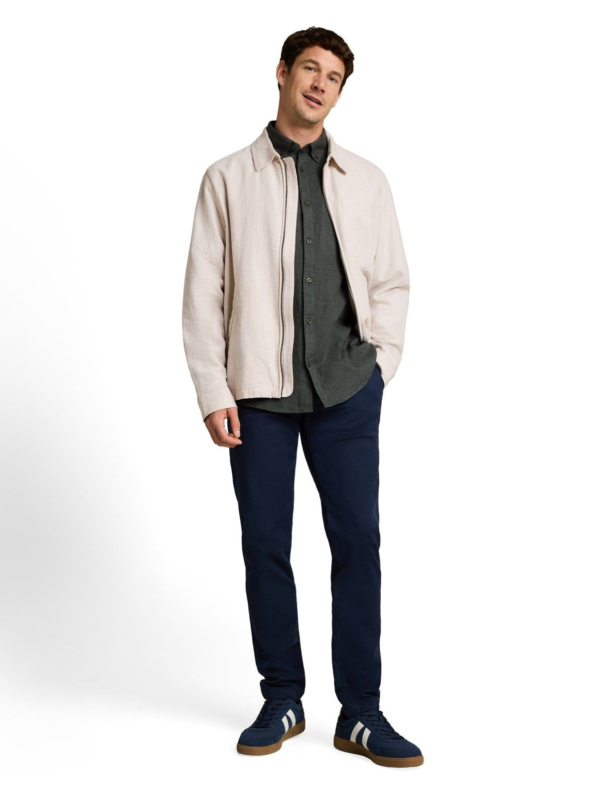 Tom Tailor Herren Hemden lang Green Based Str