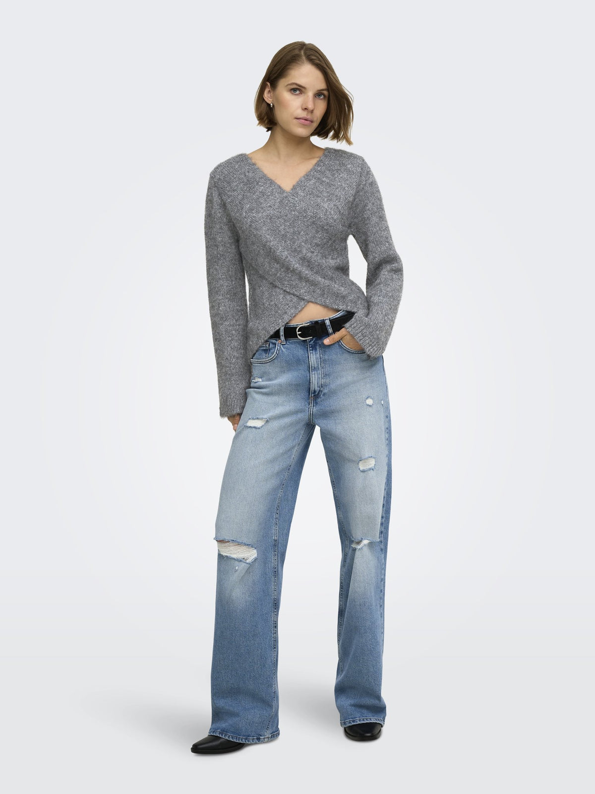 Only Damen Pullover Medium Grey Mel