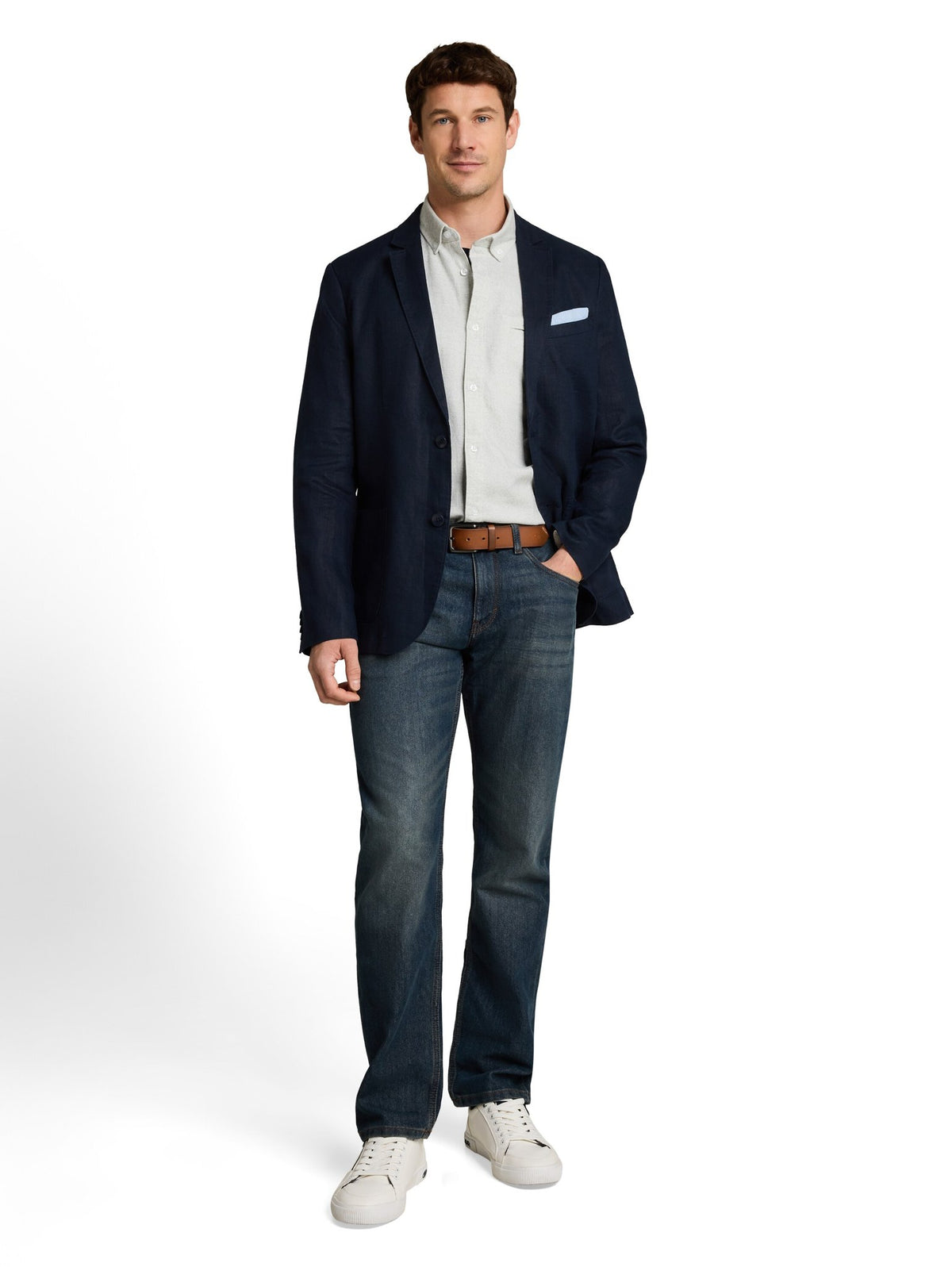Tom Tailor Herren Hemden lang White Based Gre