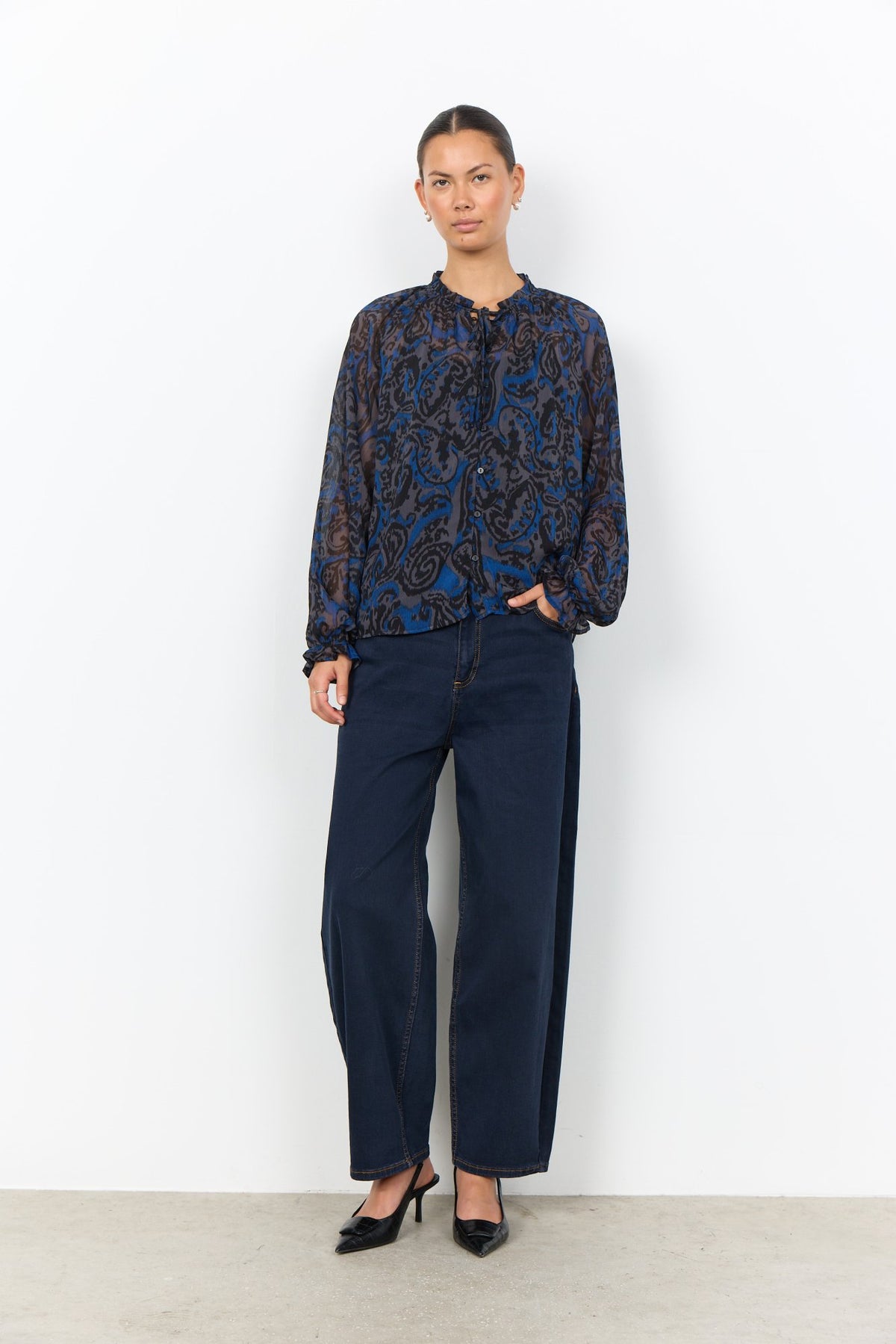Soya Concept Damen T-Shirts Navy Peony Comb