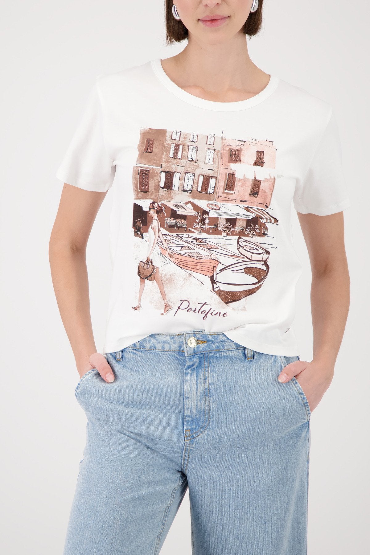 Monari Damen T-Shirts  Cream