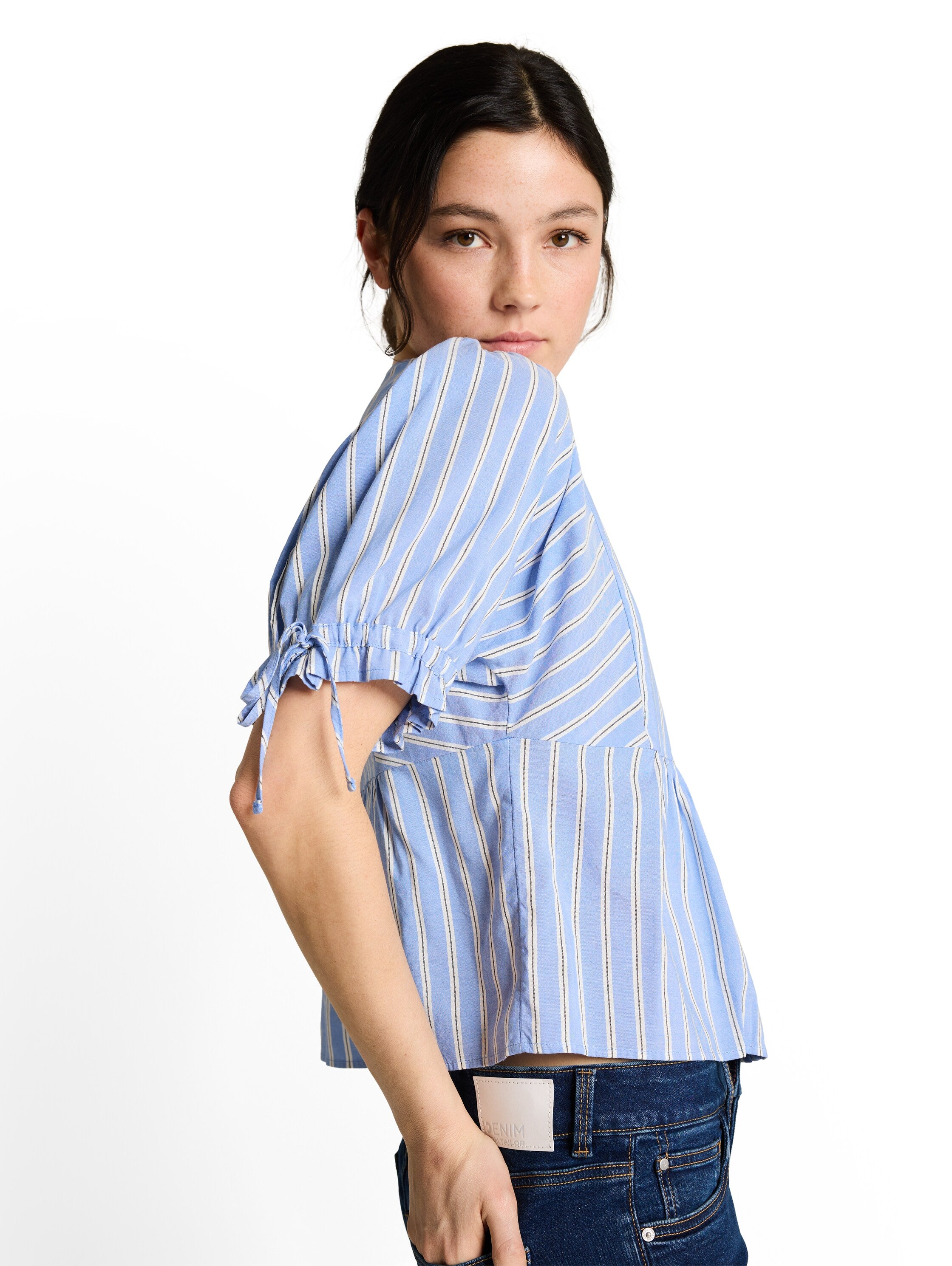 Tom Tailor denim Damen Blusen Blue White Vert