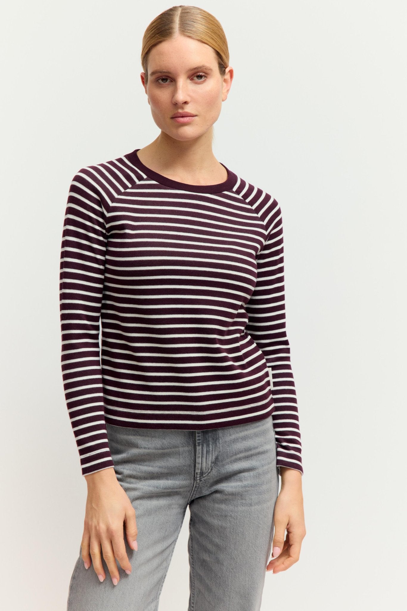 Fashion People Damen T-Shirts Burgundy Stripe