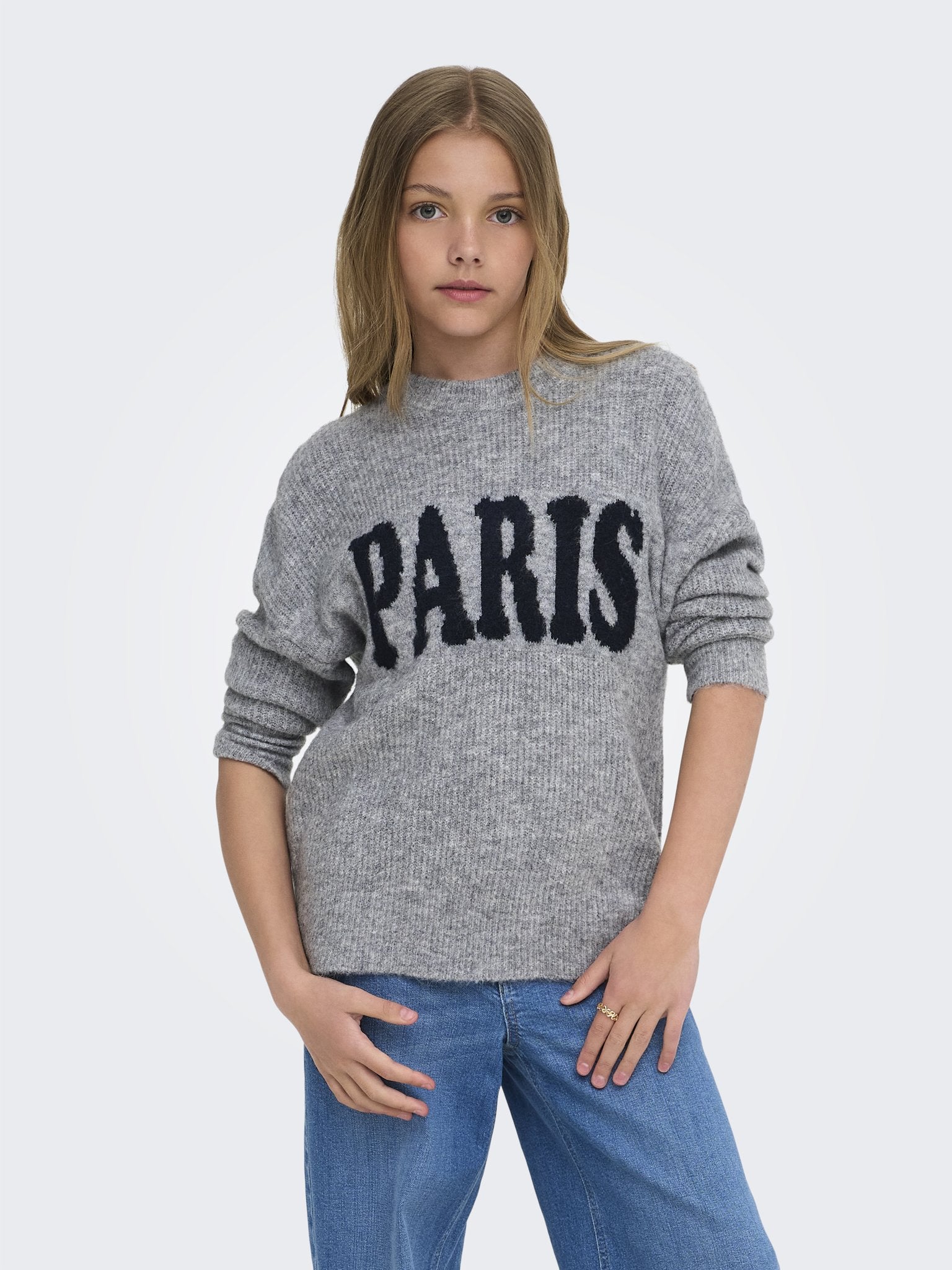Only Mädchen Pullover & Strickjacken Grey Melange/Pa