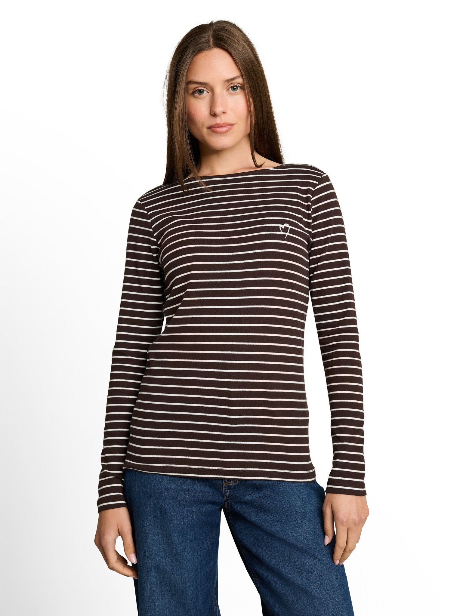 Tom Tailor Damen T-Shirts Brown White Str