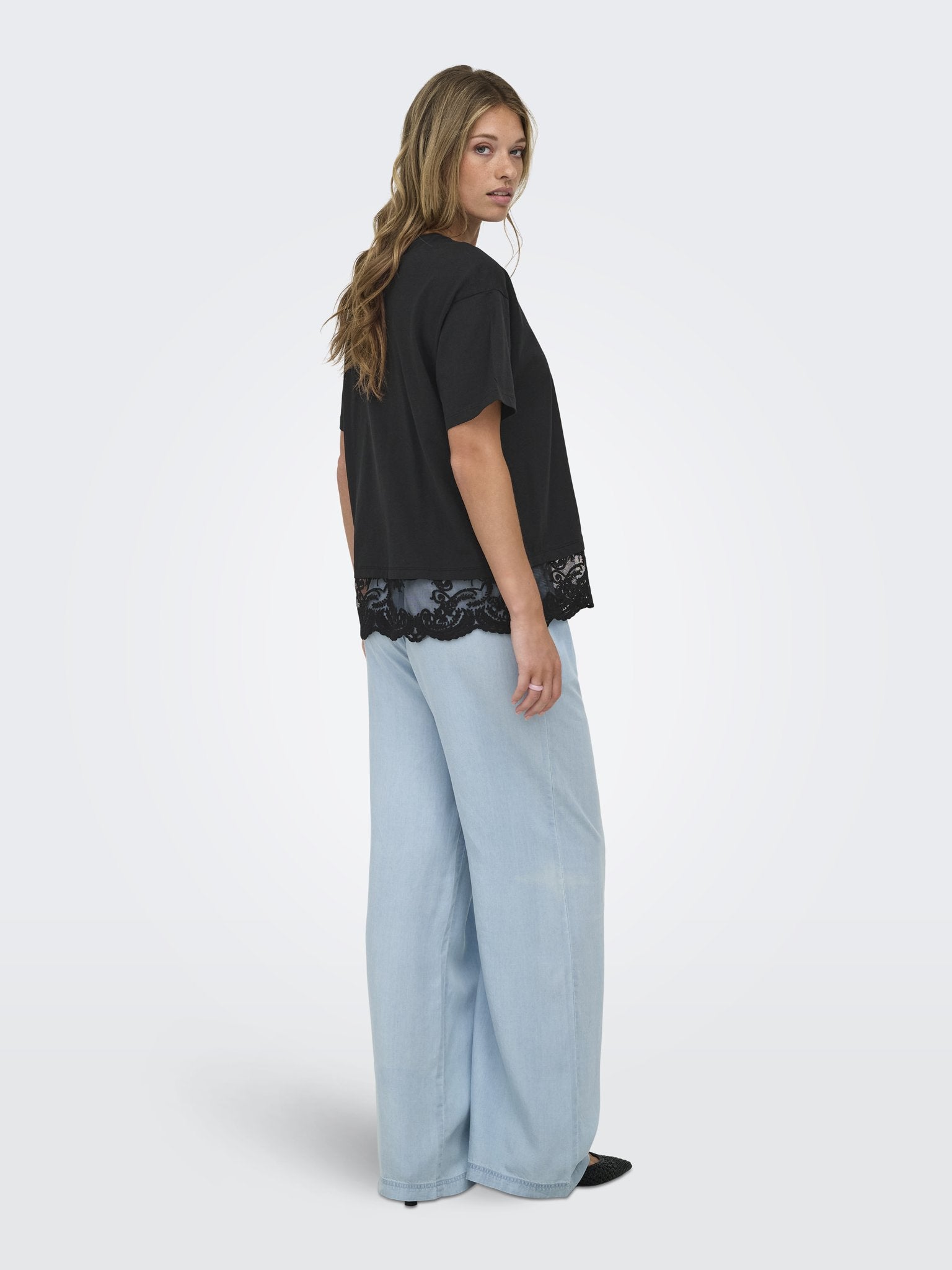only Damen T-Shirts Black/Black Lac