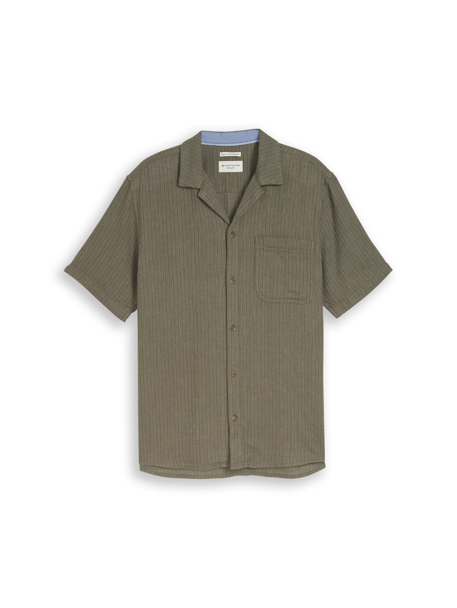 Tom Tailor Herren Hemden kurz Leaf Green Stri