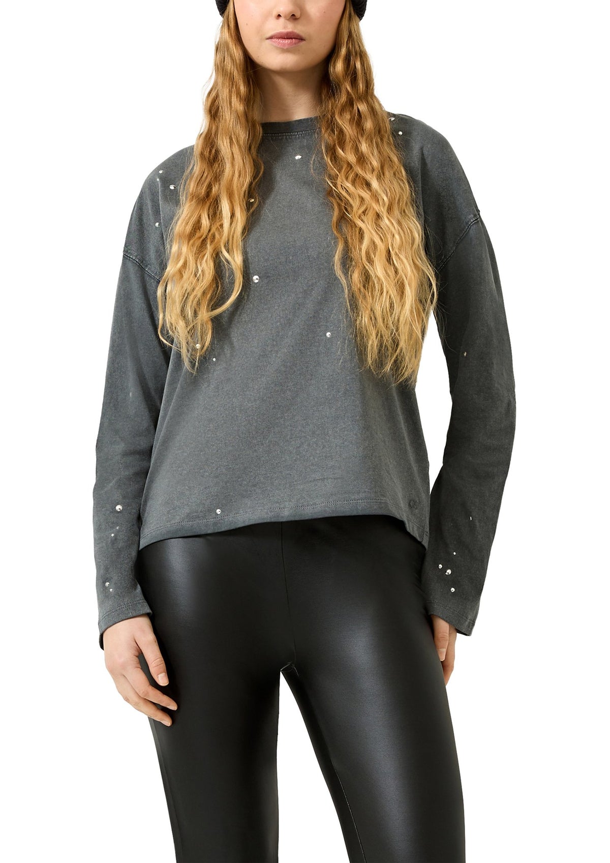 QS by S.Oliver Damen T-Shirts  Grey/Black