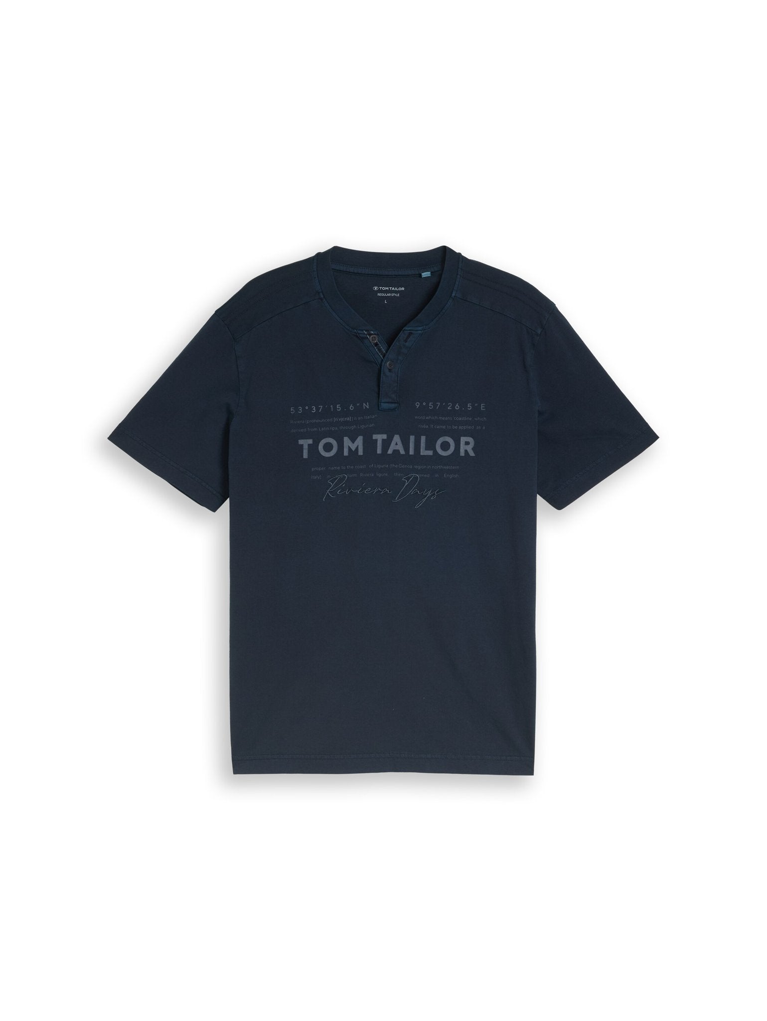 Tom Tailor Herren T-Shirts kurz Sky Captain Blu
