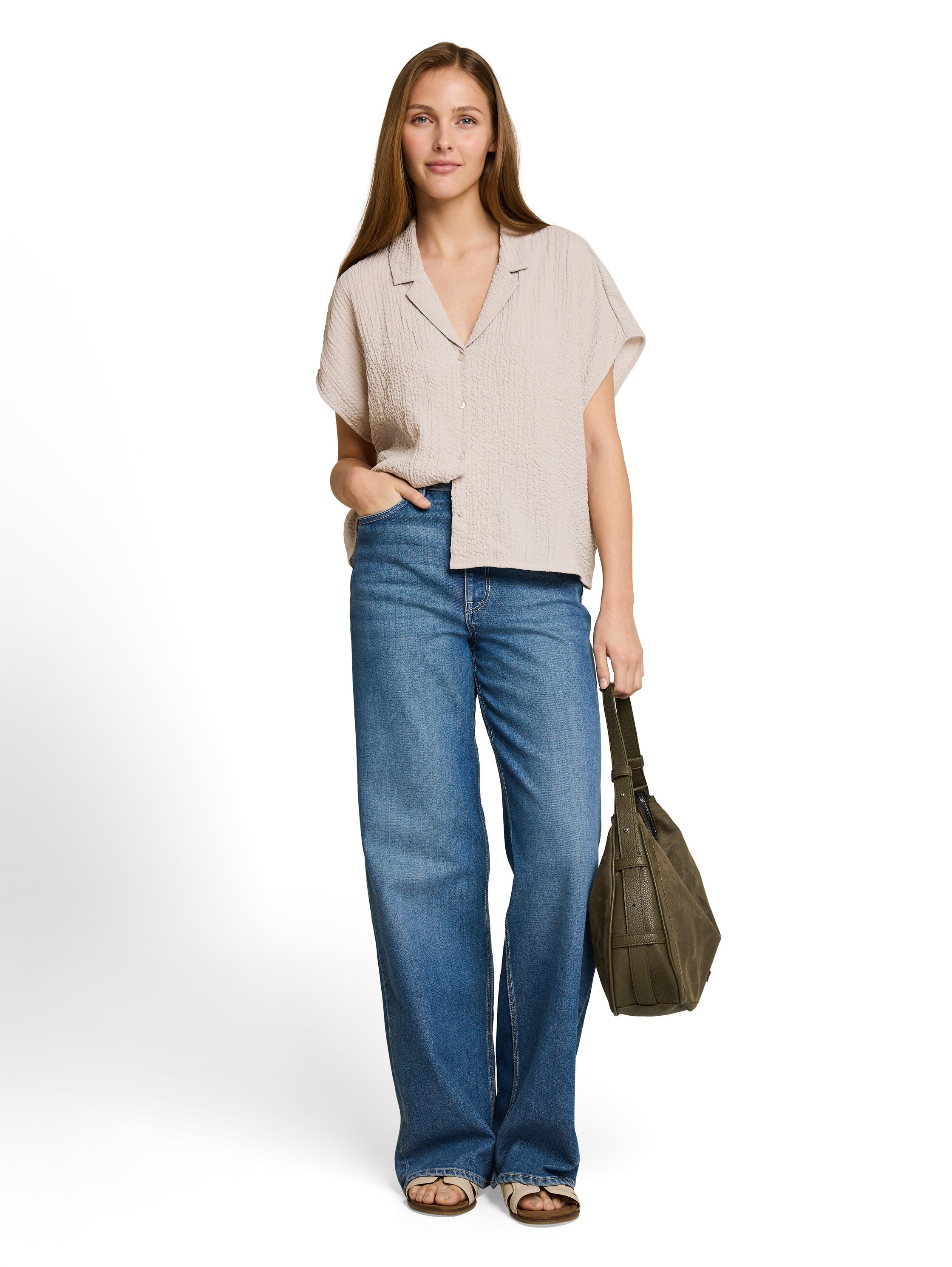 Tom Tailor denim Damen Blusen kurz Cloud Grey