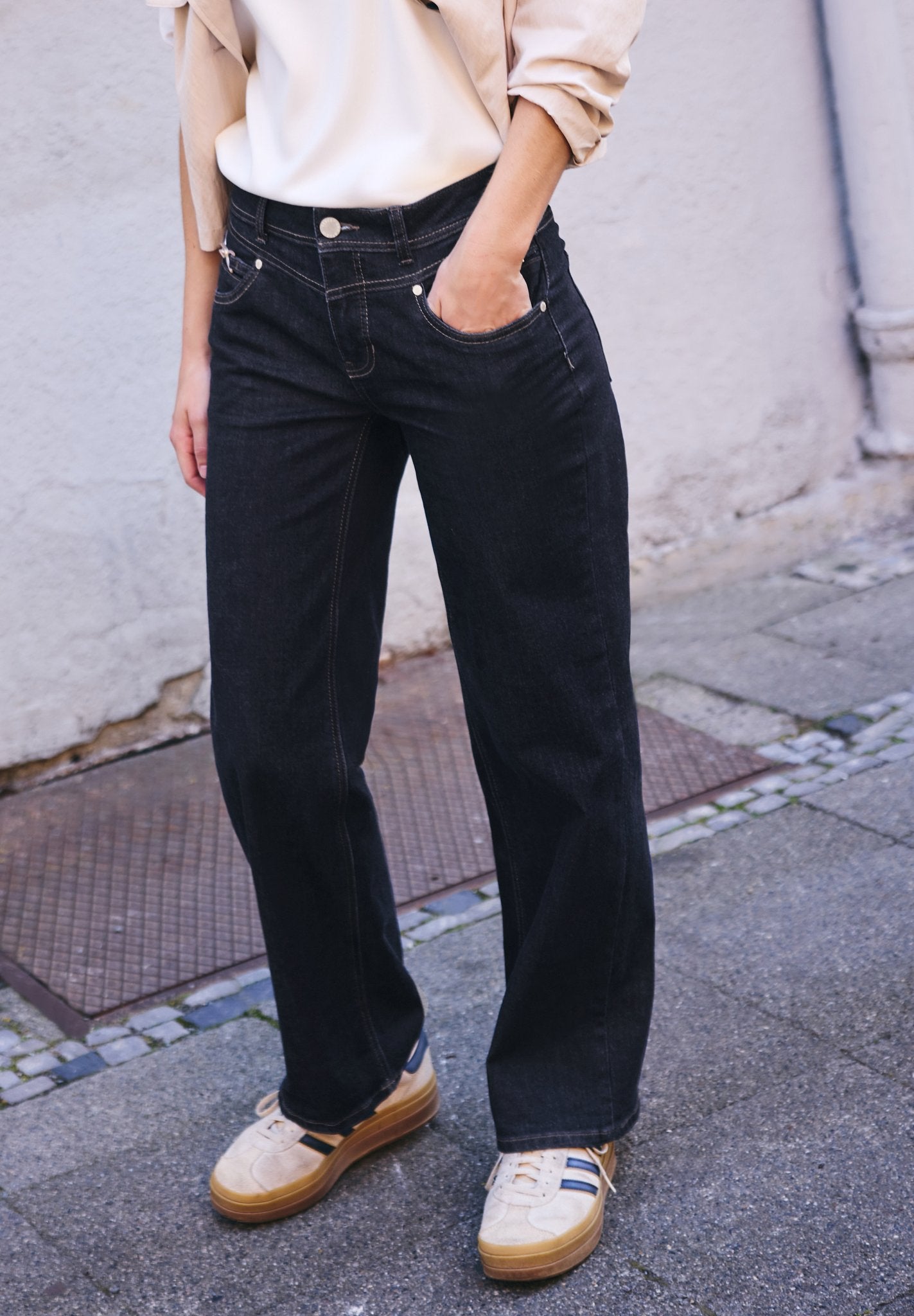 Street One Studio Damen Hosen  Rinsed Wa