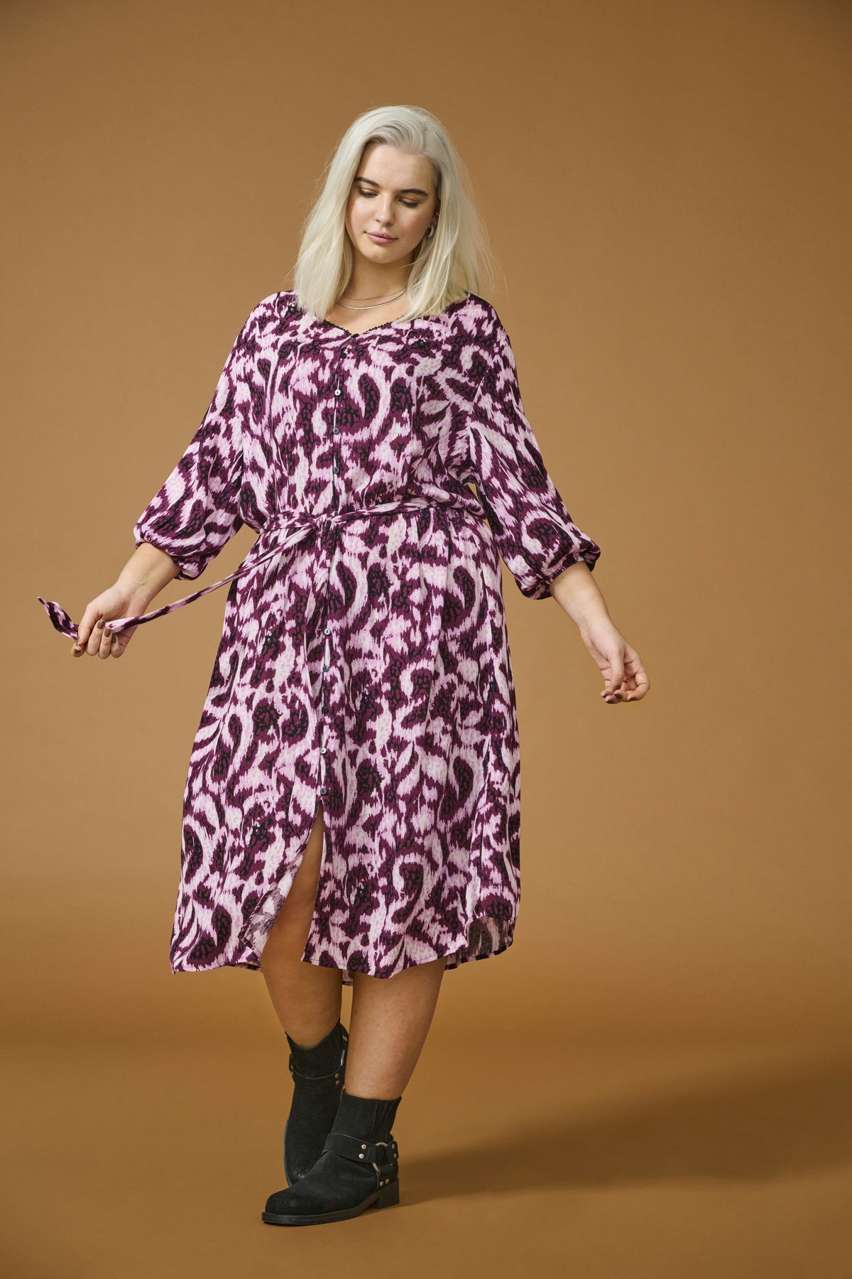 Only Carmakoma Damen Kleider Mauve Wine/Leo