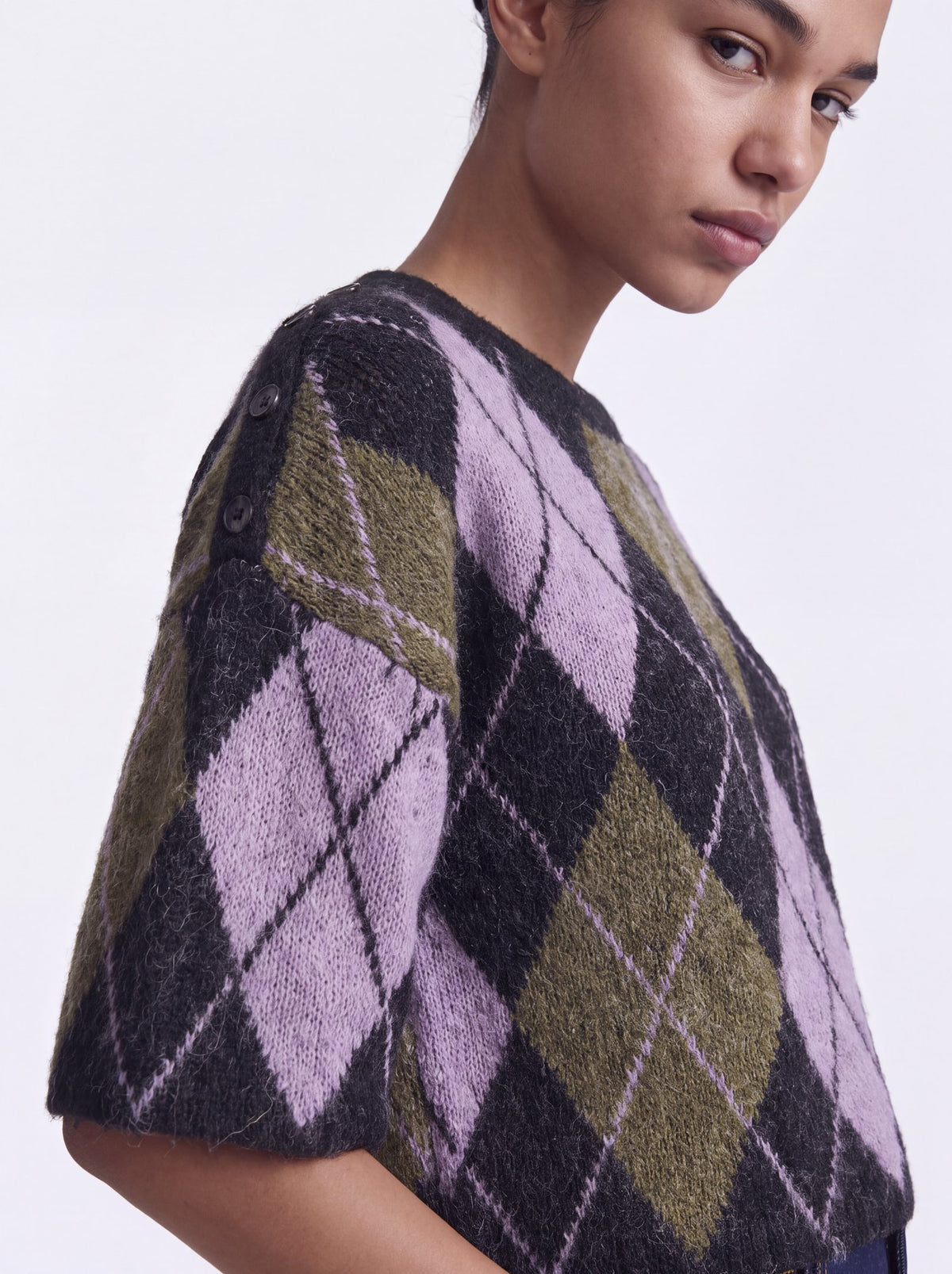 Only Damen Pullover Black/Argyle/Be