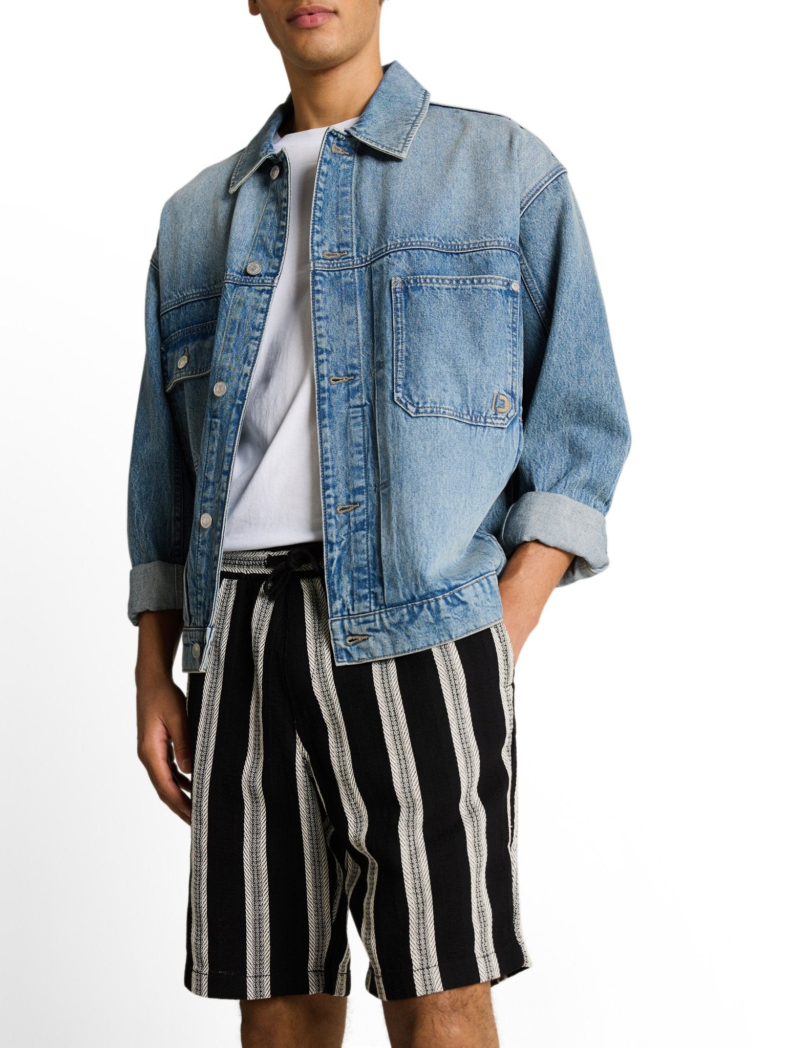 Tom Tailor denim Herren Shorts Black Big Strip