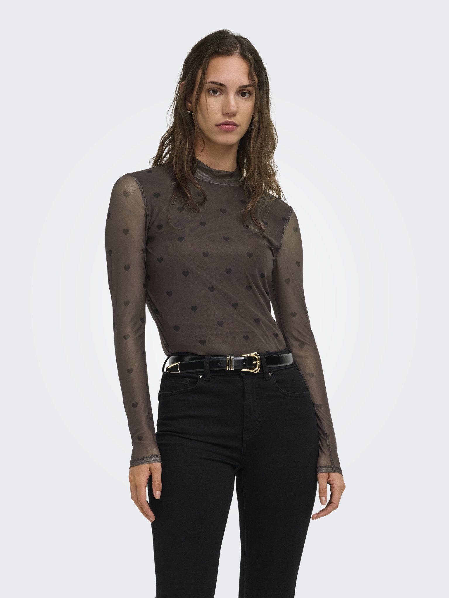 only Damen T-Shirts Coffee Bean/Bla