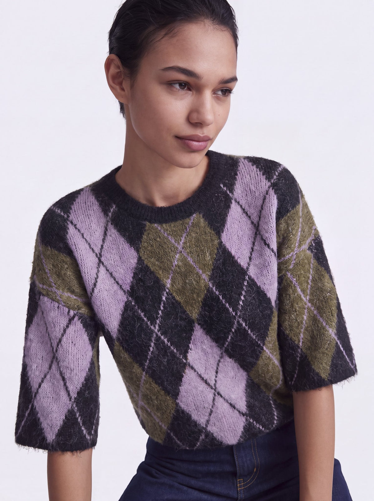 Only Damen Pullover Black/Argyle/Be