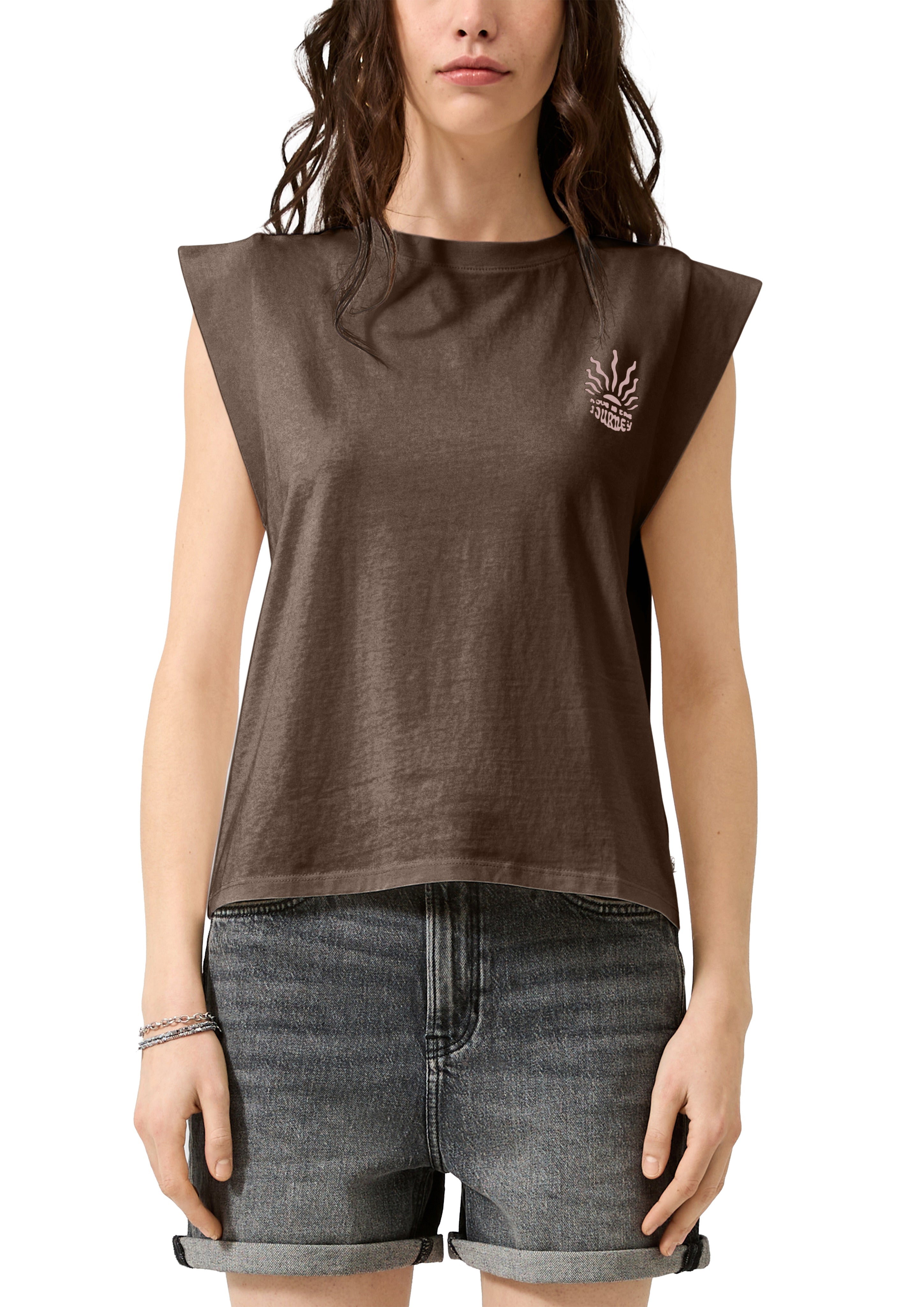 QS by S.Oliver Damen T-Shirts Brown