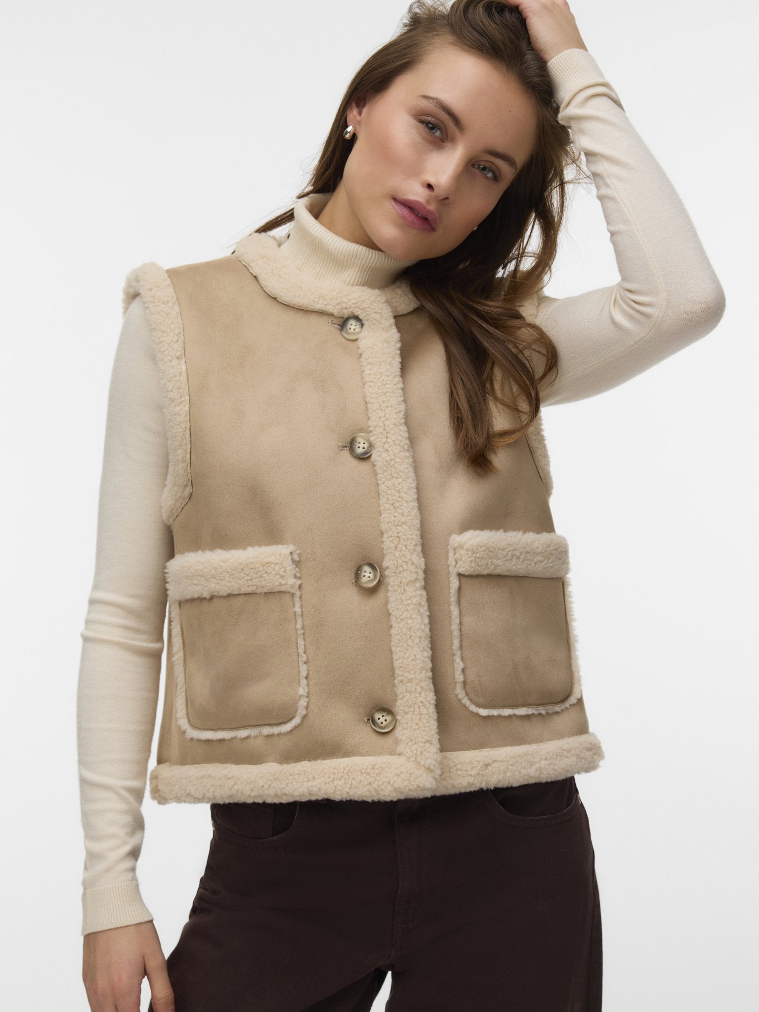 Vero Moda Damen Indoorwesten Silver Mink/Oat