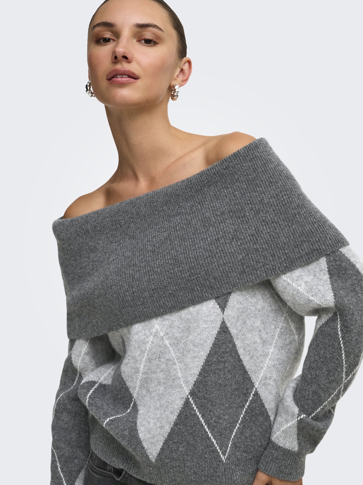 only Damen Pullover Dark Grey Melan